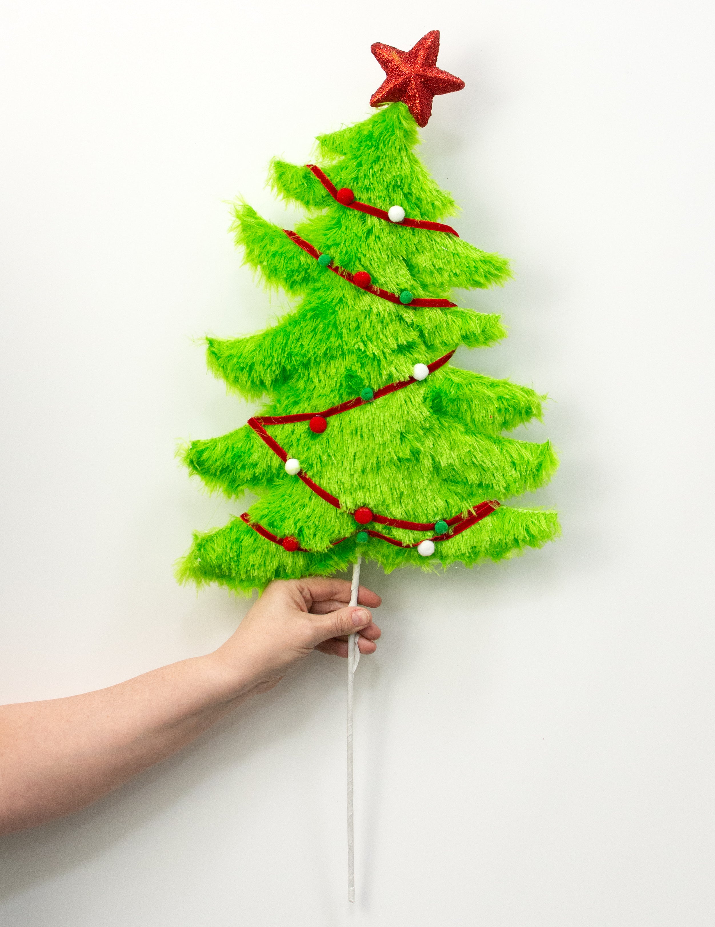 28" Furry Whimsical Christmas Tree Pick detail photo 3