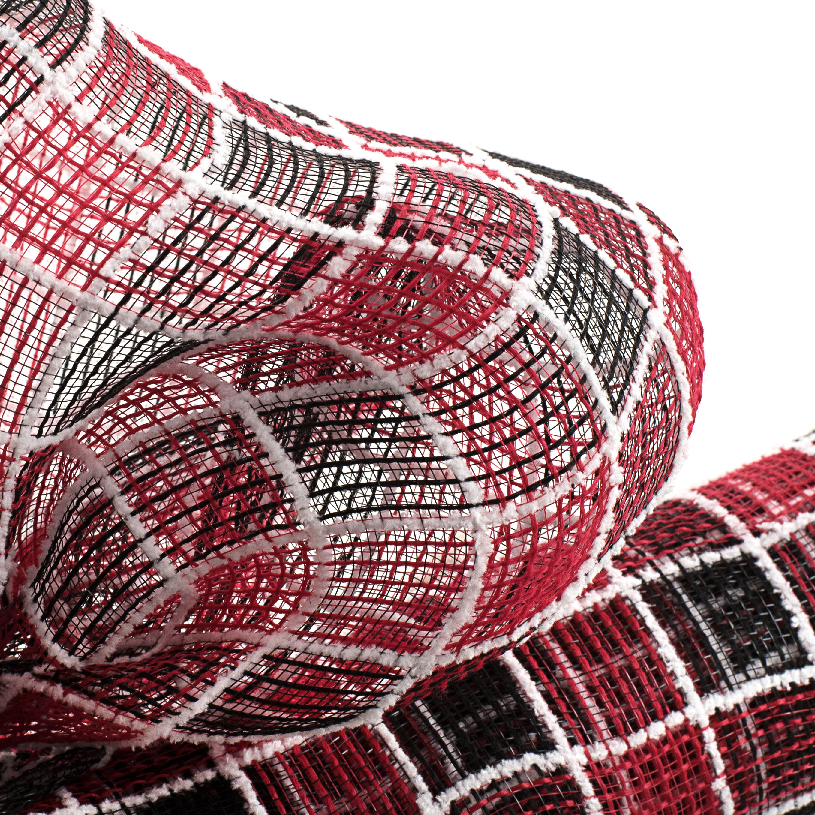 21" Fuzz Snow Check Mesh: Black & Red Lifestyle Photo