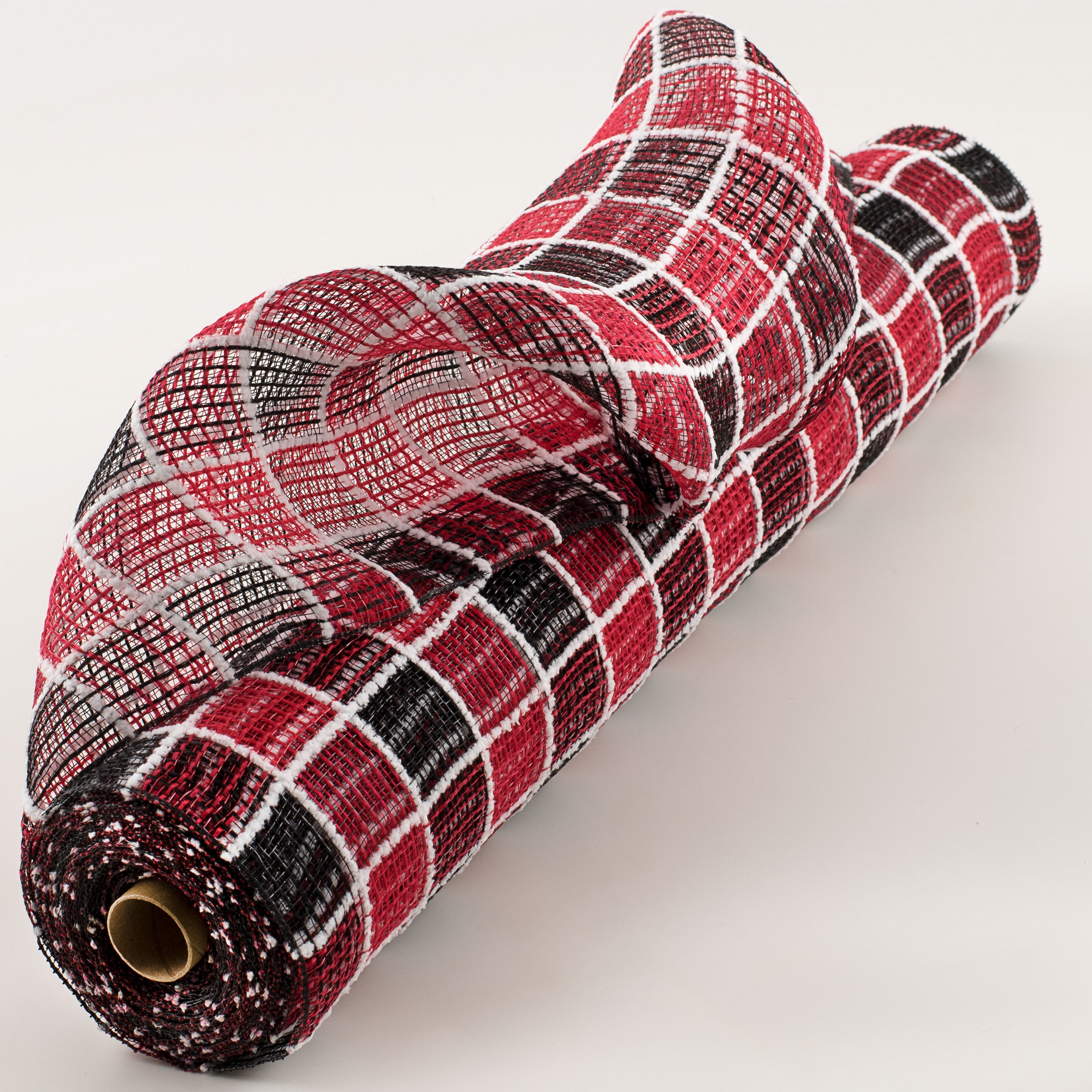 21" Fuzz Snow Check Mesh: Black & Red Item Number: XB1058-13