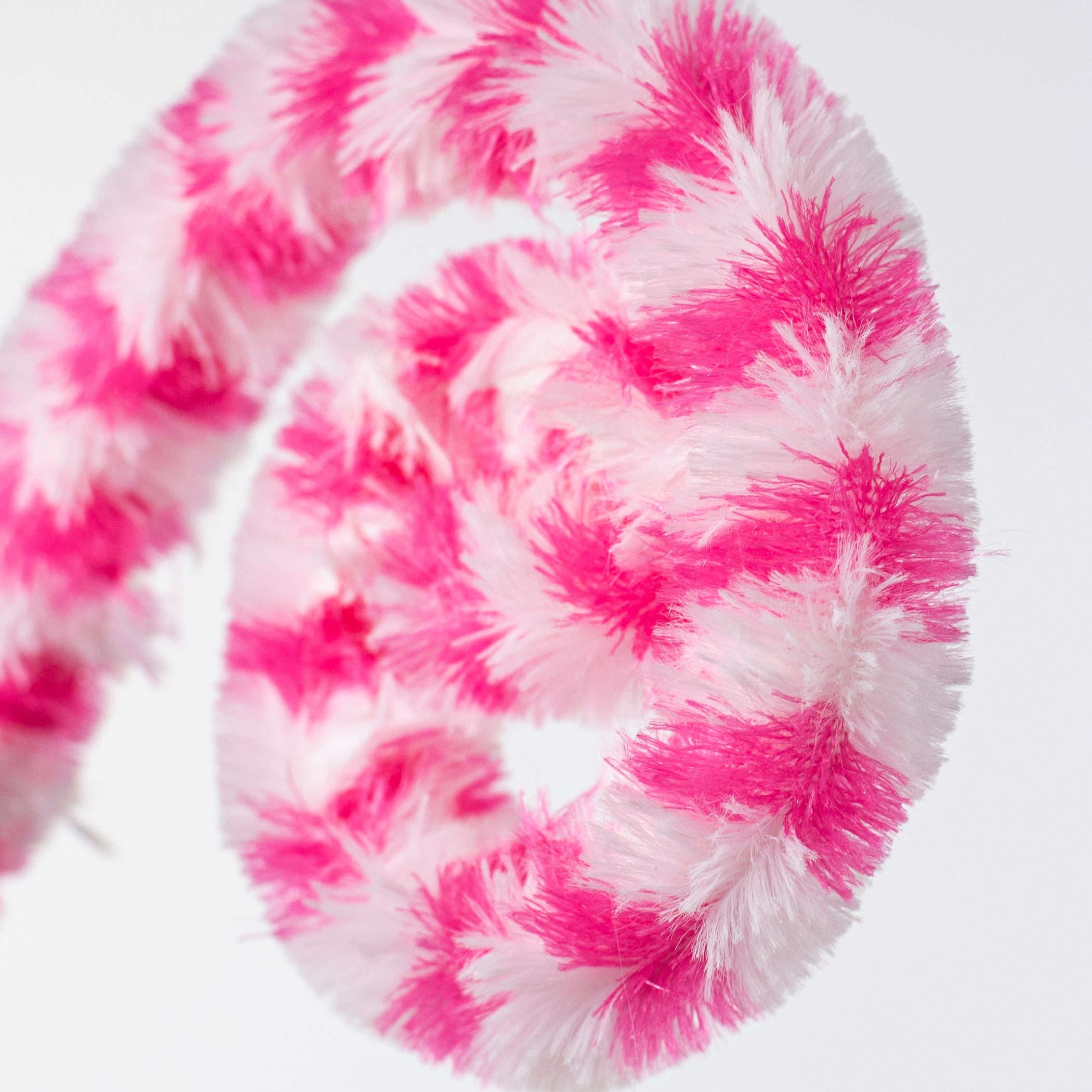28" Fuzzy Fabric Curly Spray: Hot Pink & White Stripe Lifestyle Photo