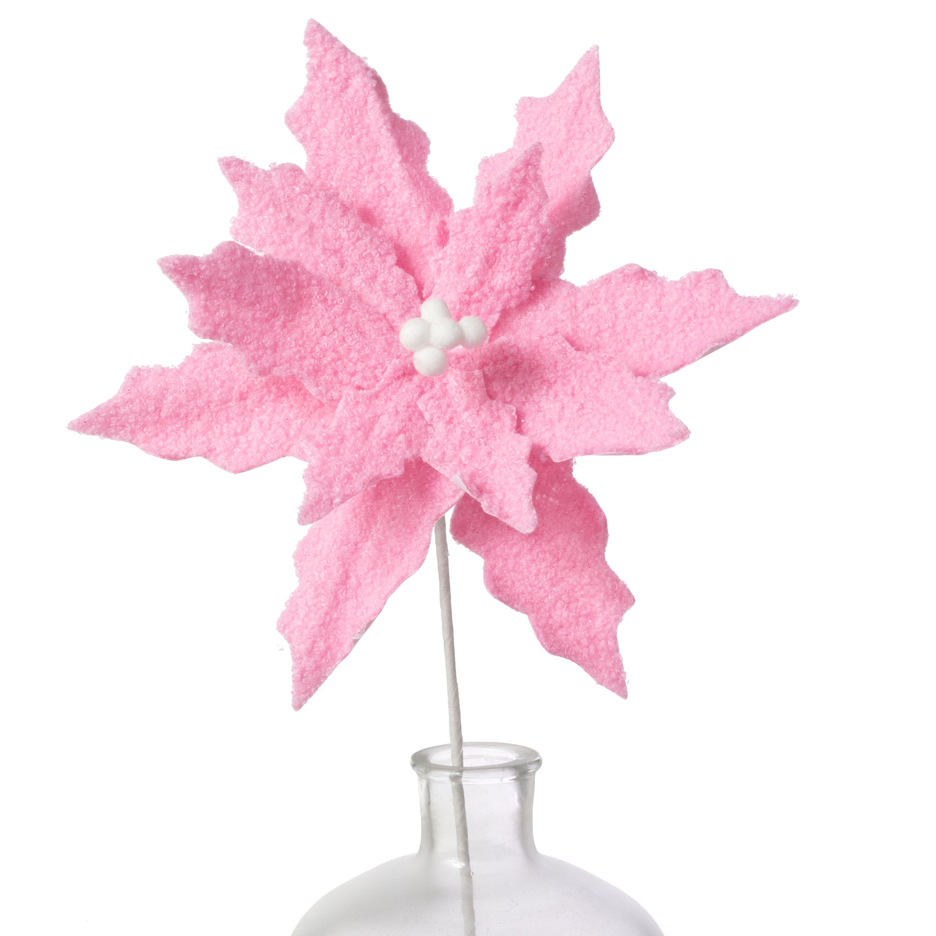 11" x 25" Fuzzy Fabric Poinsettia Pick: Pink Item Number: 234212