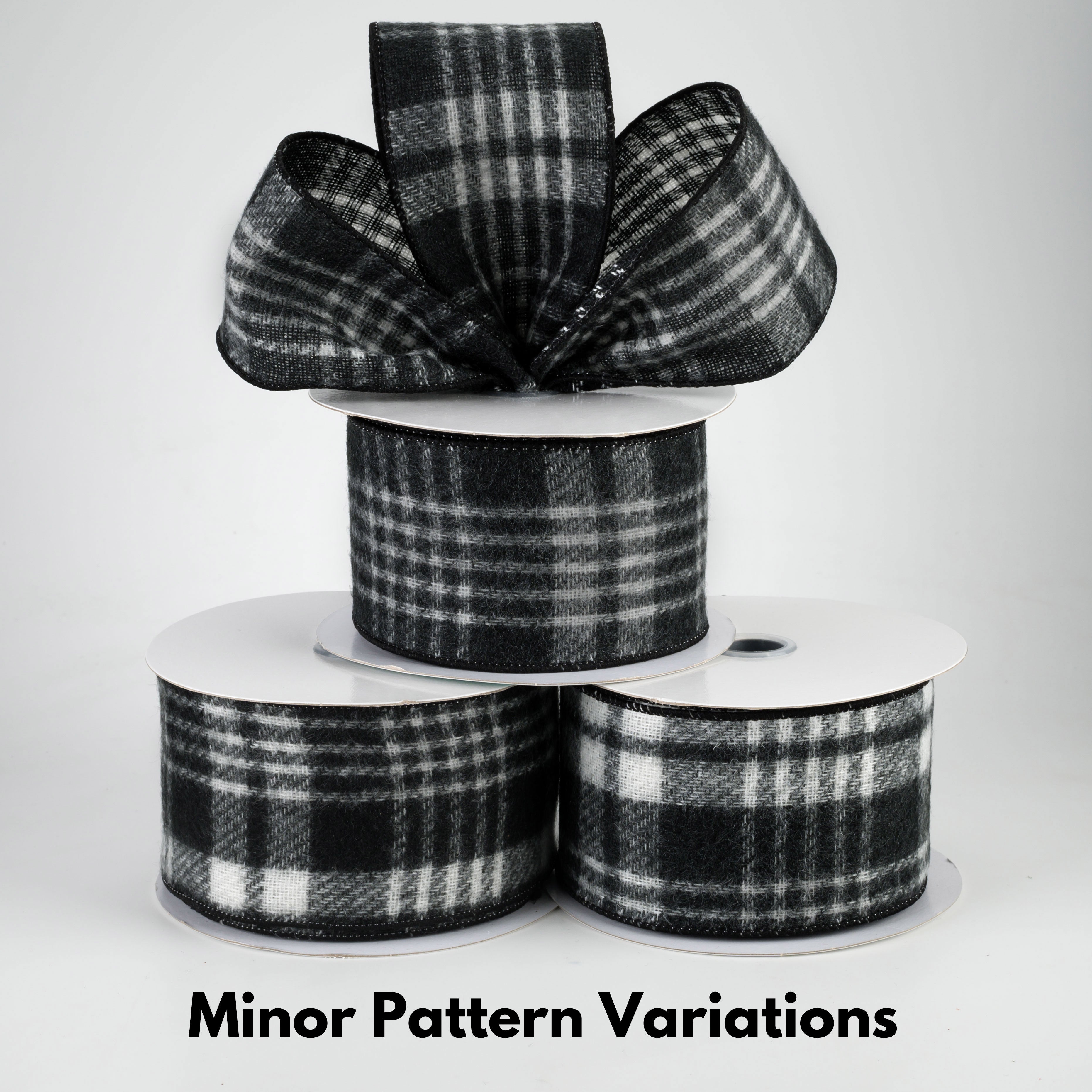 2.5" Fuzzy Flannel Plaid Ribbon: Black (10 Yards) Lifestyle Photo