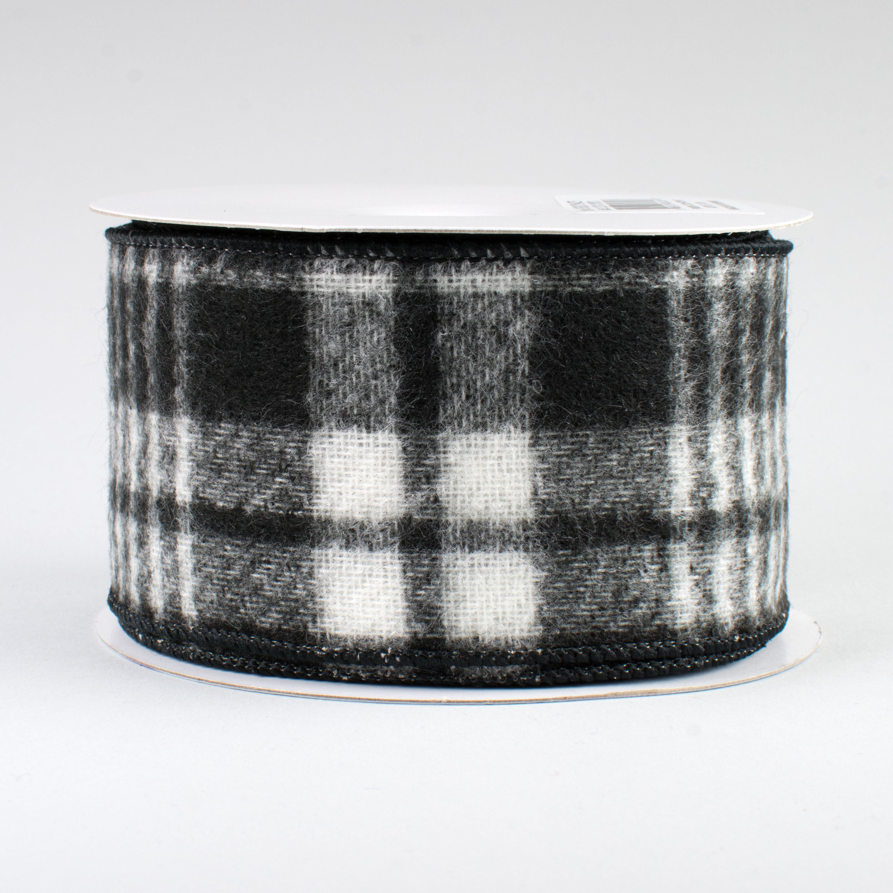 2.5" Fuzzy Flannel Plaid Ribbon: Black (10 Yards)