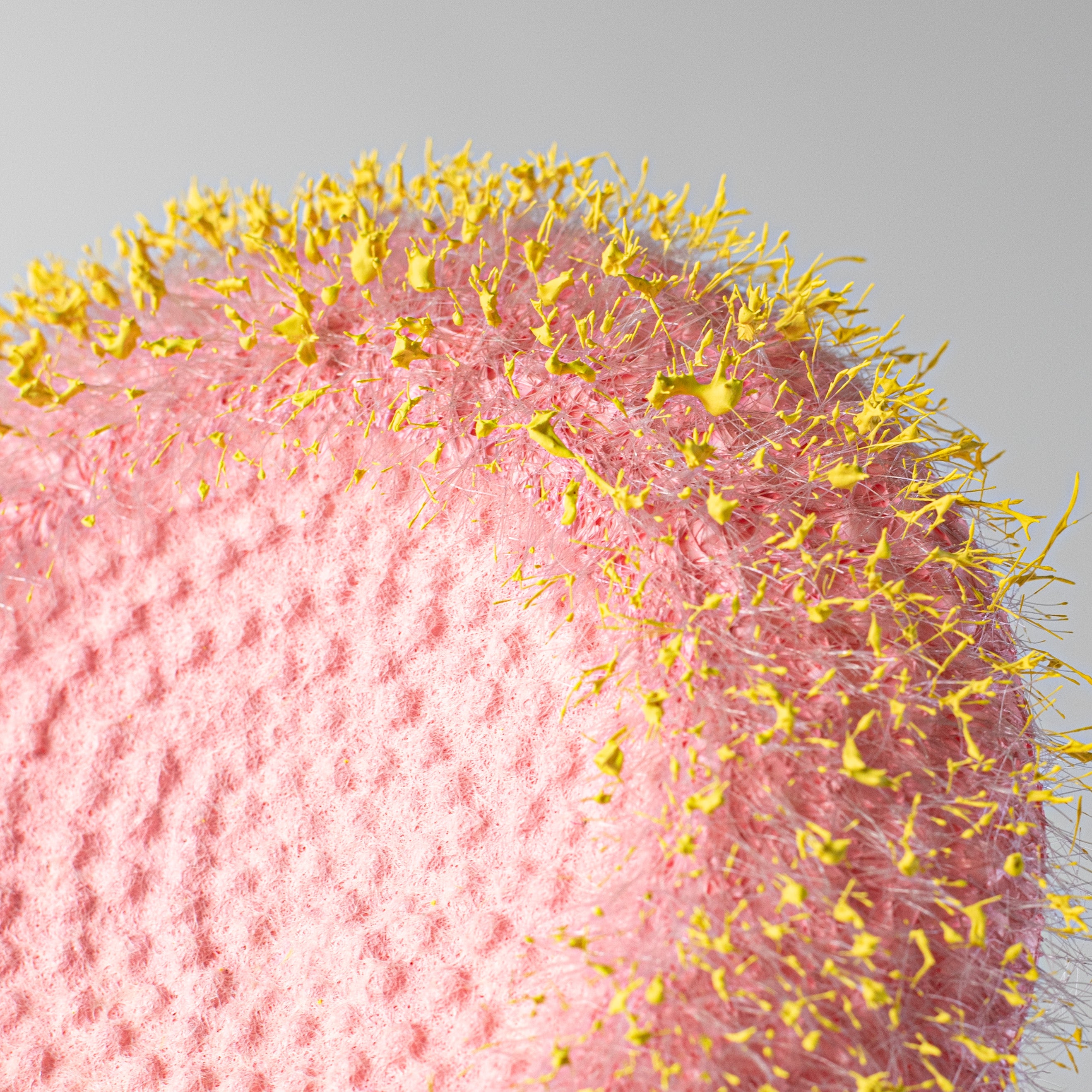 6.25" Fuzzy Flower Head: Light Pink & Yellow detail photo 3