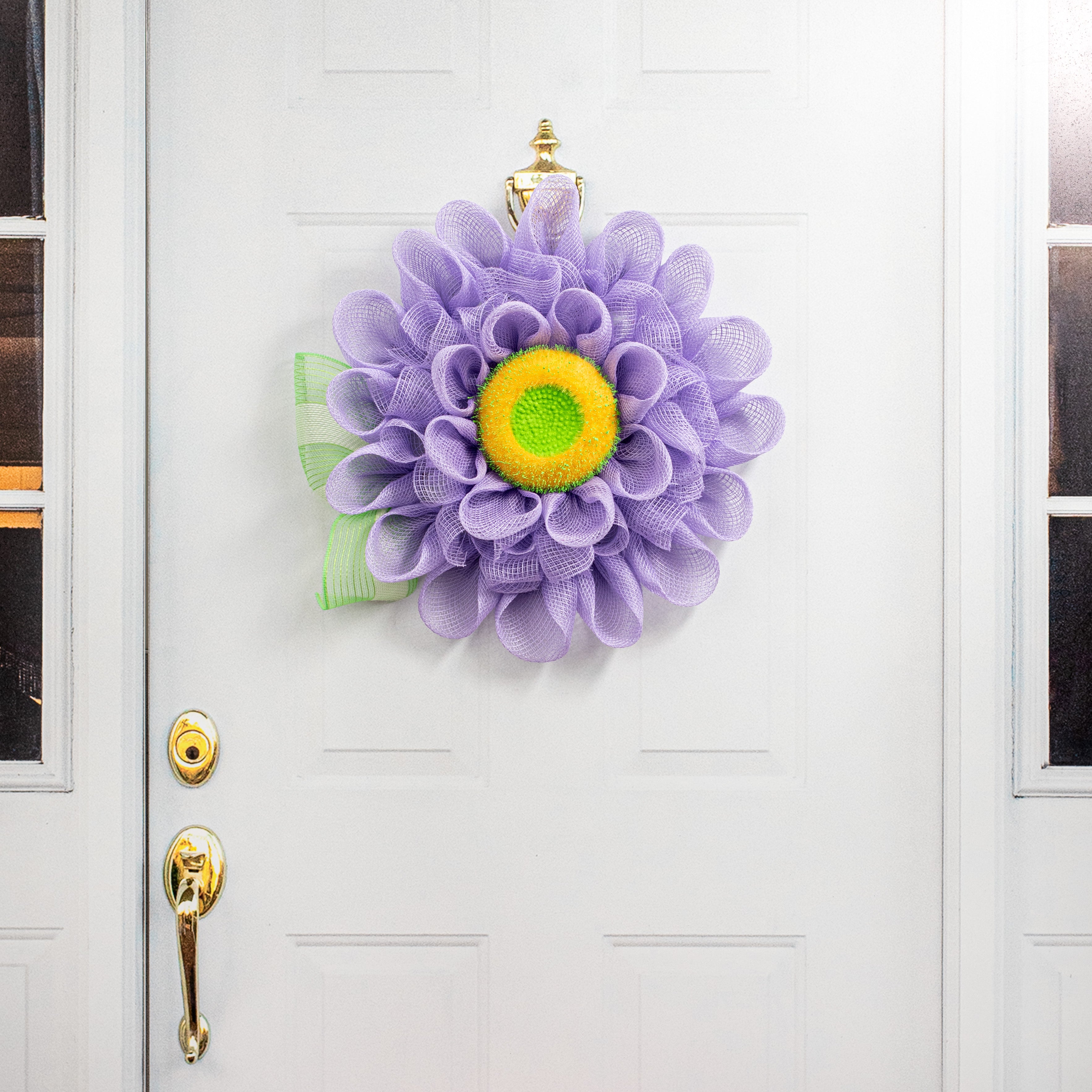 6.25" Fuzzy Flower Head: Yellow & Green detail photo 4