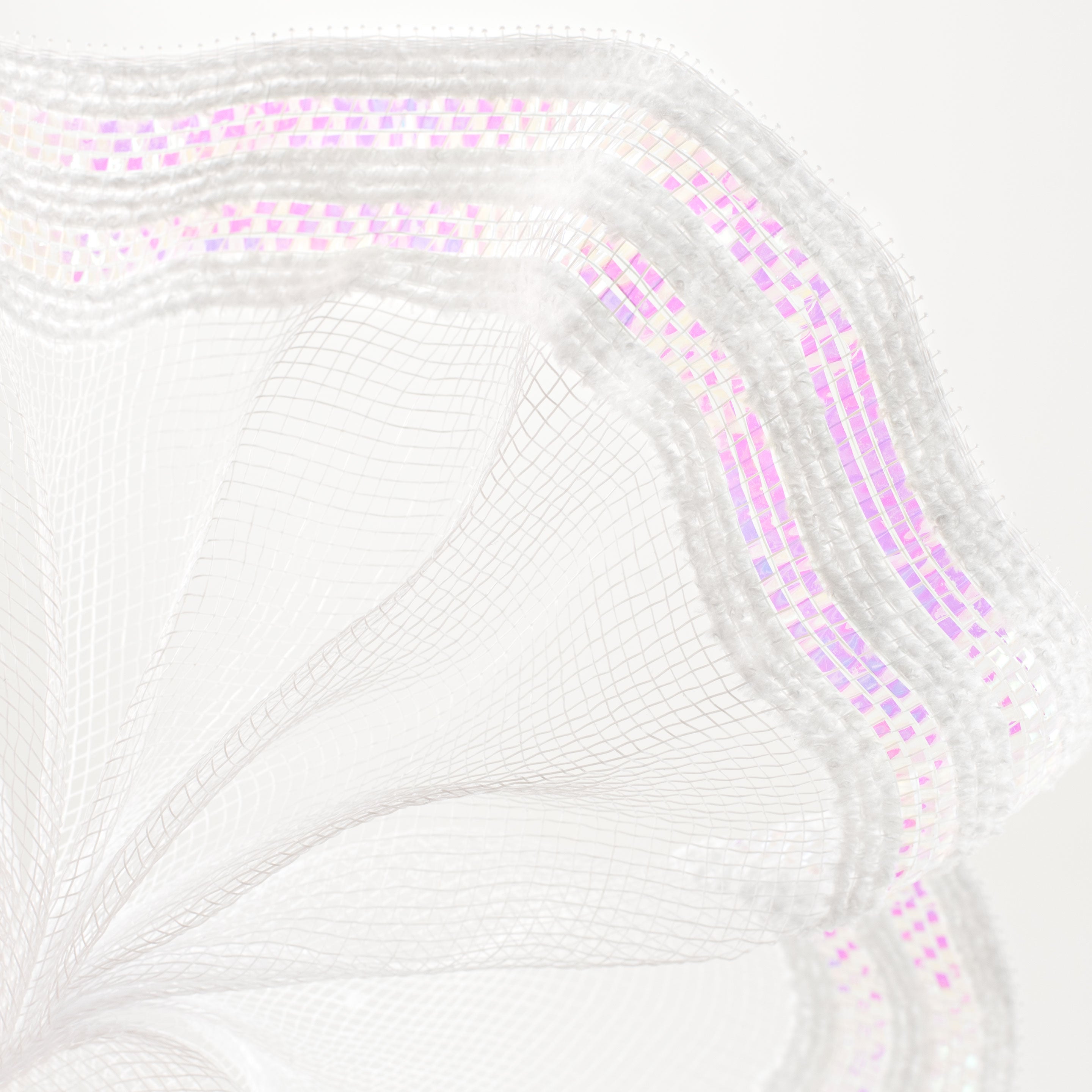 10" Fuzzy & Metallic Border Mesh: White Lifestyle Photo