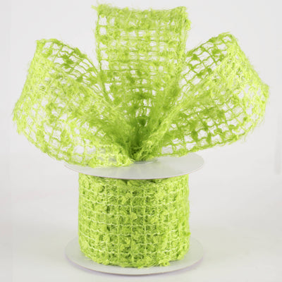 2.5" Fuzzy Open Weave Burlap Ribbon: Kiwi Green (10 Yards) Lifestyle Photo