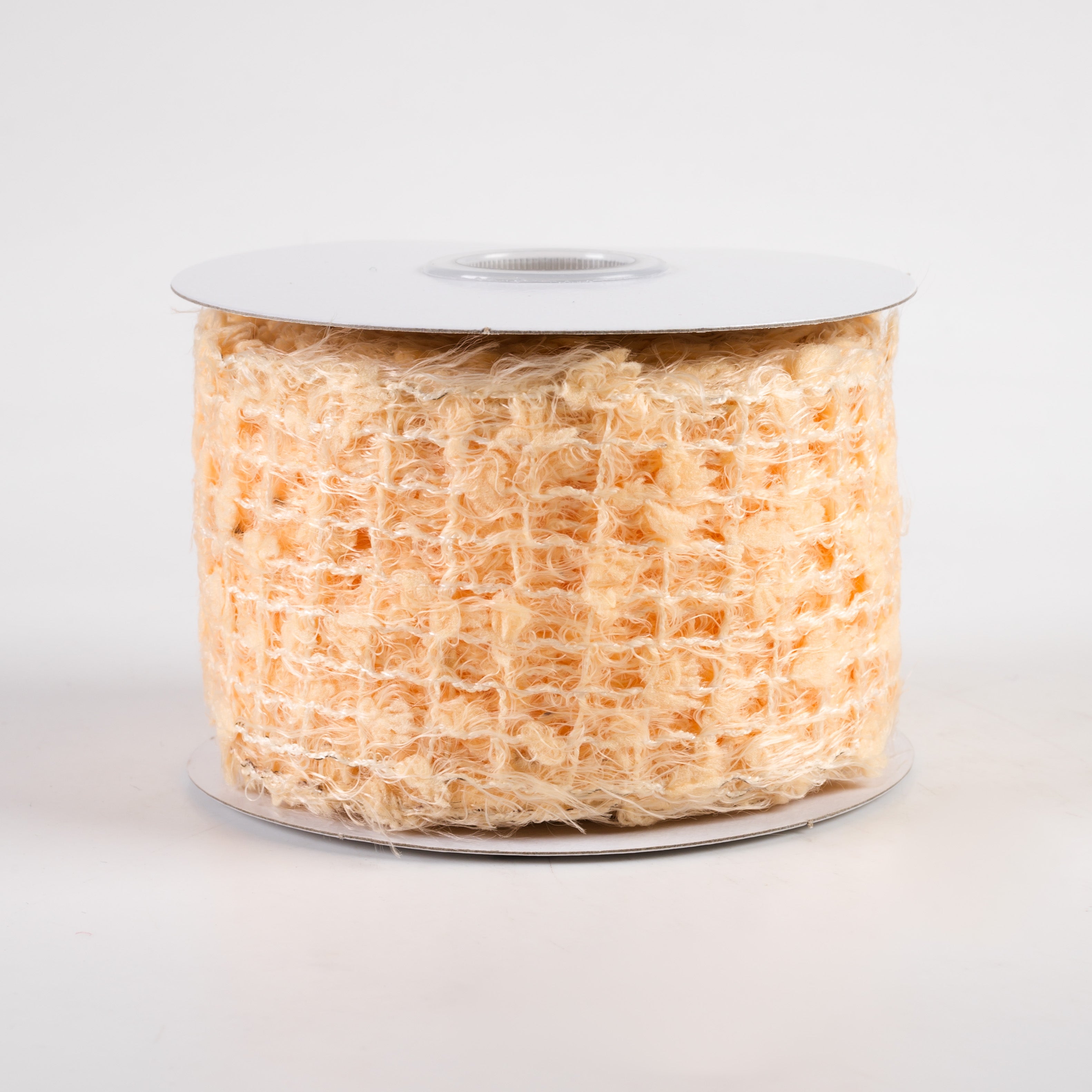 2.5" Fuzzy Open Weave Ribbon: Peach (10 Yards)