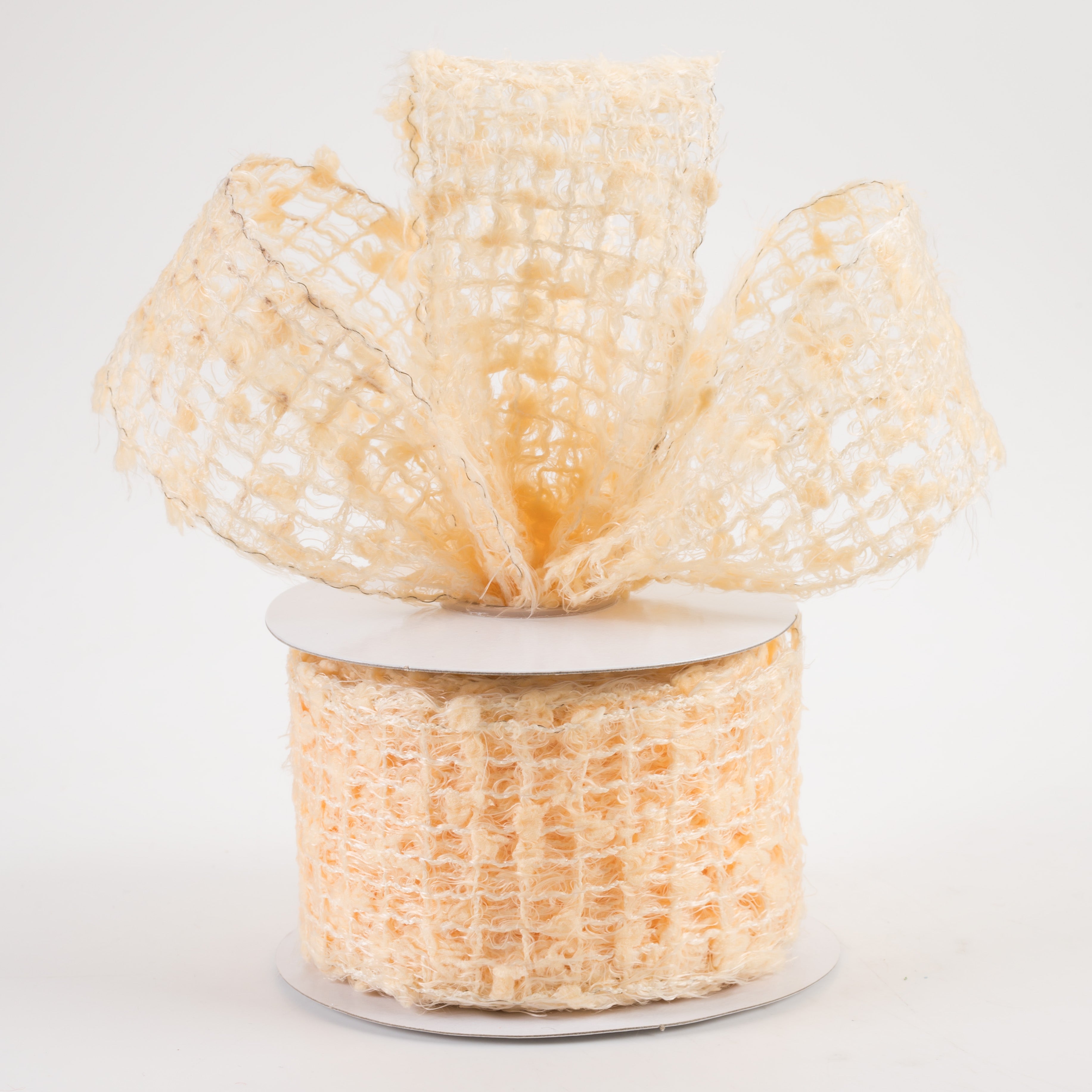 2.5" Fuzzy Open Weave Ribbon: Peach (10 Yards) Lifestyle Photo