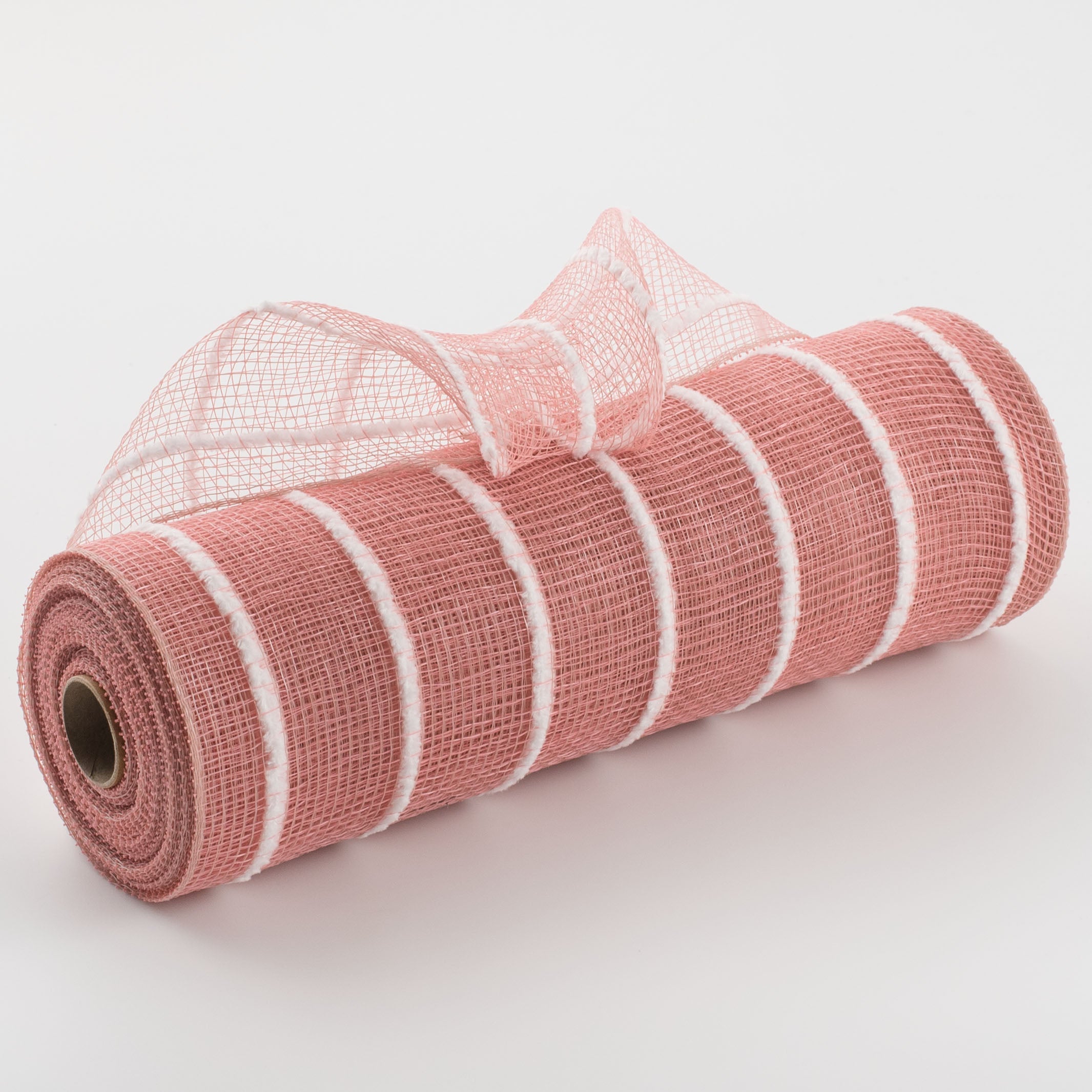 10" Fuzzy Stripe Mesh: Coral Item Number: XB107610-46