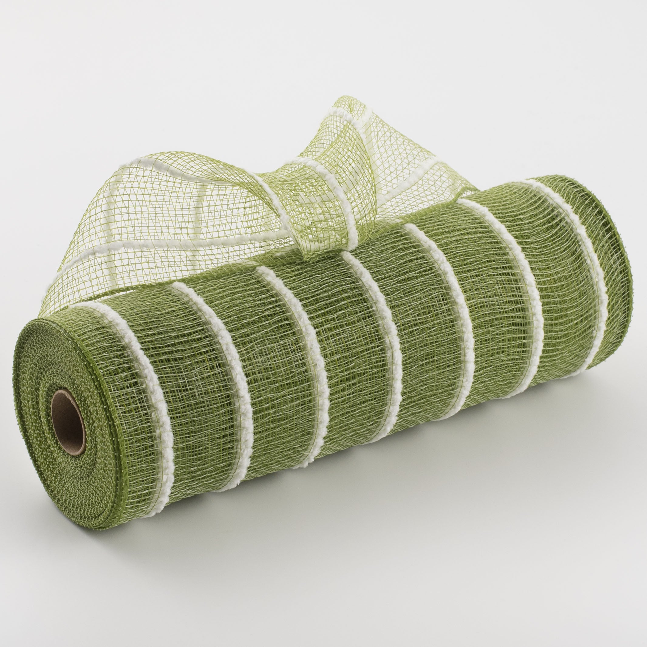 10" Fuzzy Stripe Mesh: Moss Green Item Number: XB107610-29