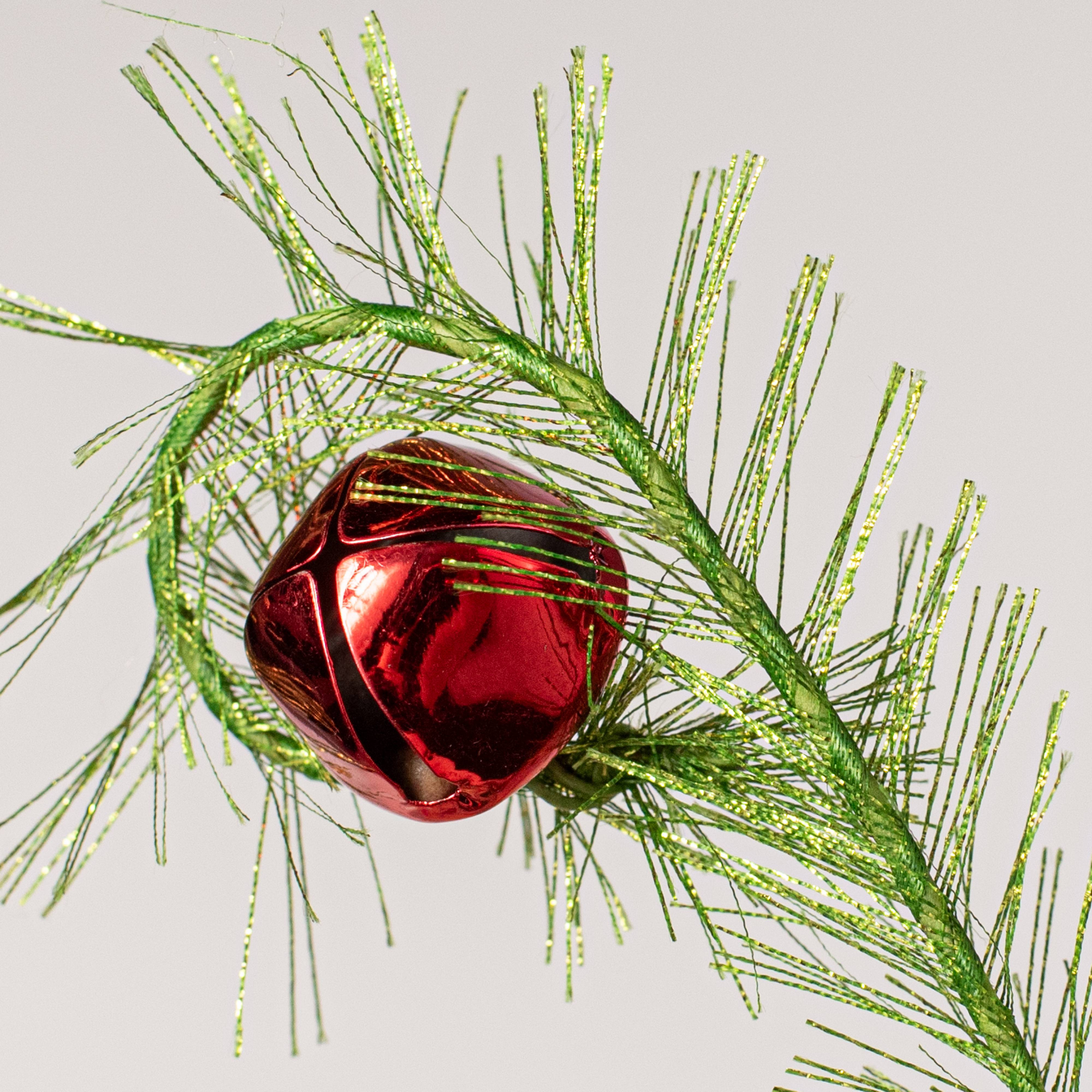 34" Fuzzy Swirly Bells Spray: Green & Red Lifestyle Photo