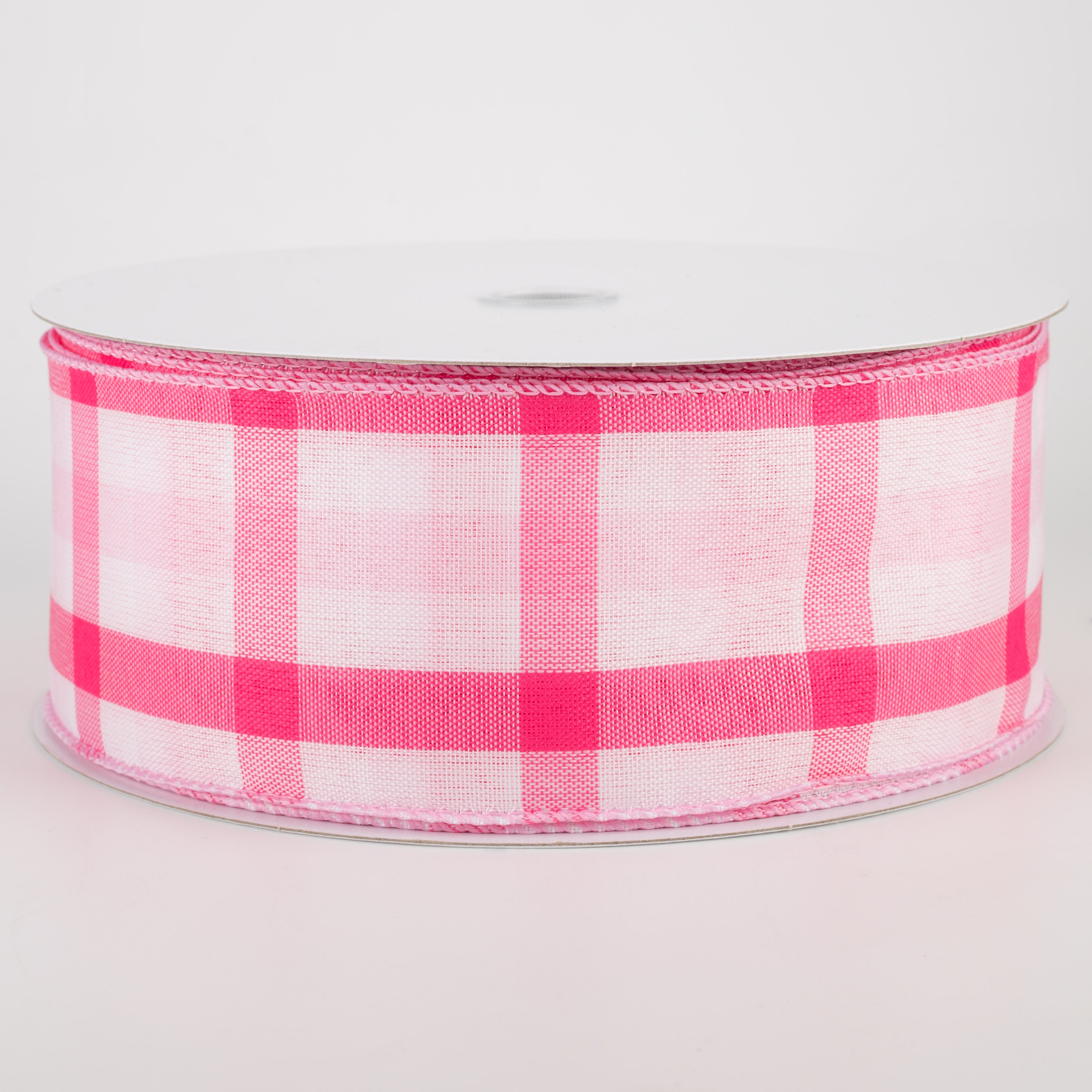 2.5" Garden Check Ribbon: Fuchsia, Pink, White (50 Yards)