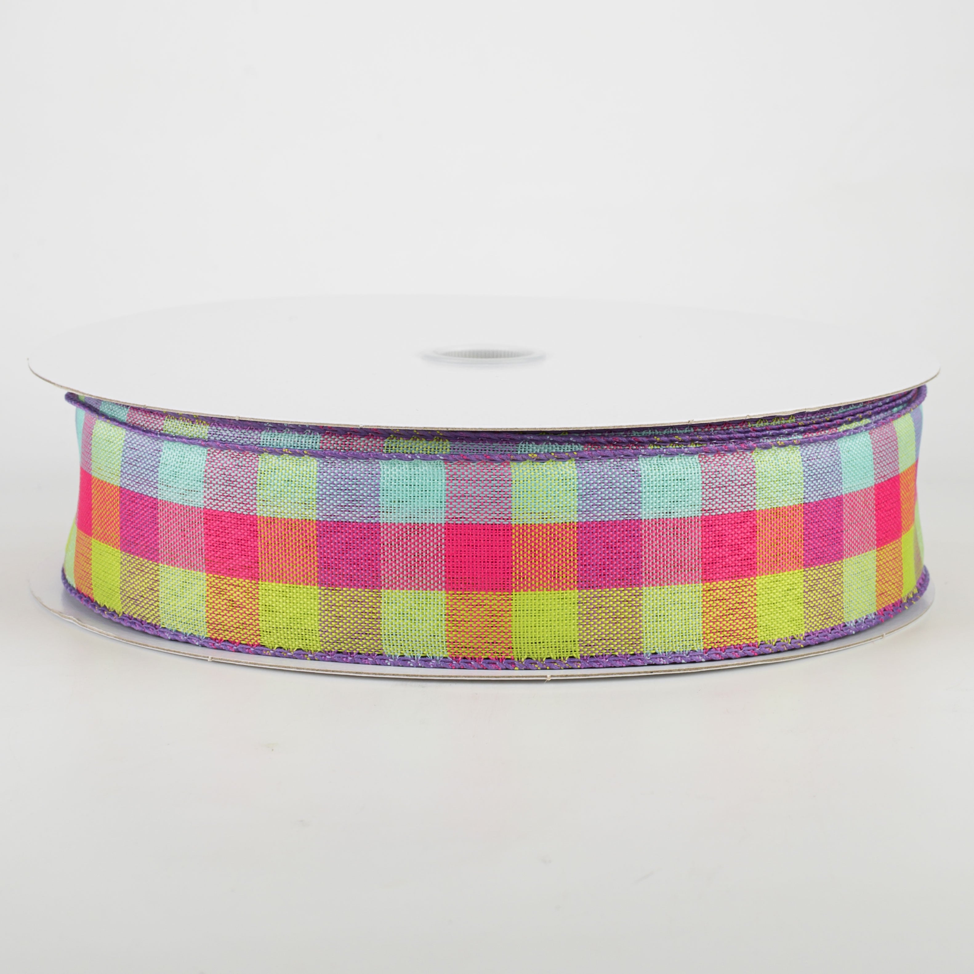 1.5" Garden Check Ribbon: Fuchsia, Purple, Lime (50 Yards)