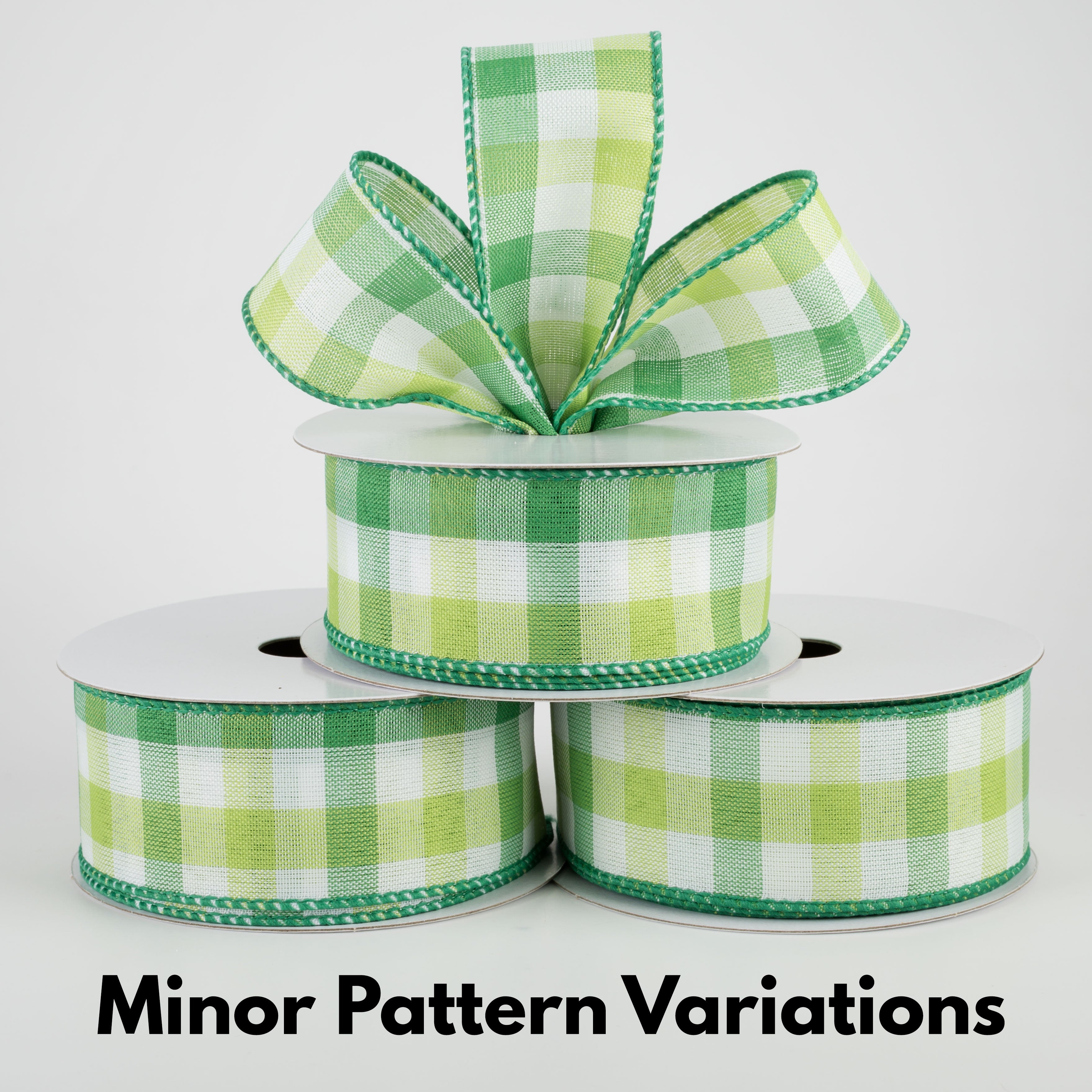 1.5" Garden Check Ribbon: Green, White, Lime (10 Yards) Lifestyle Photo