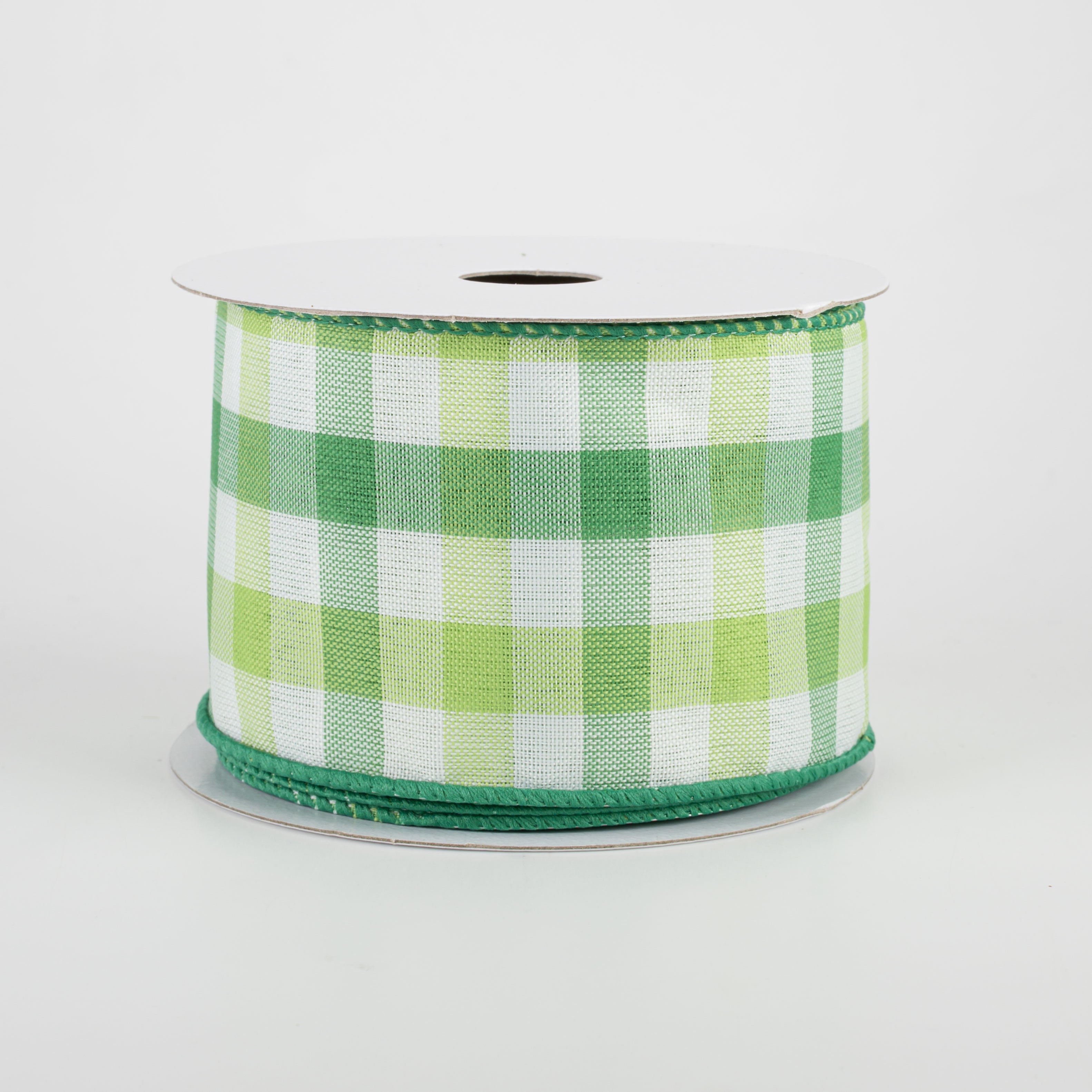 2.5" Garden Check Ribbon: Green, White, Lime (10 Yards)