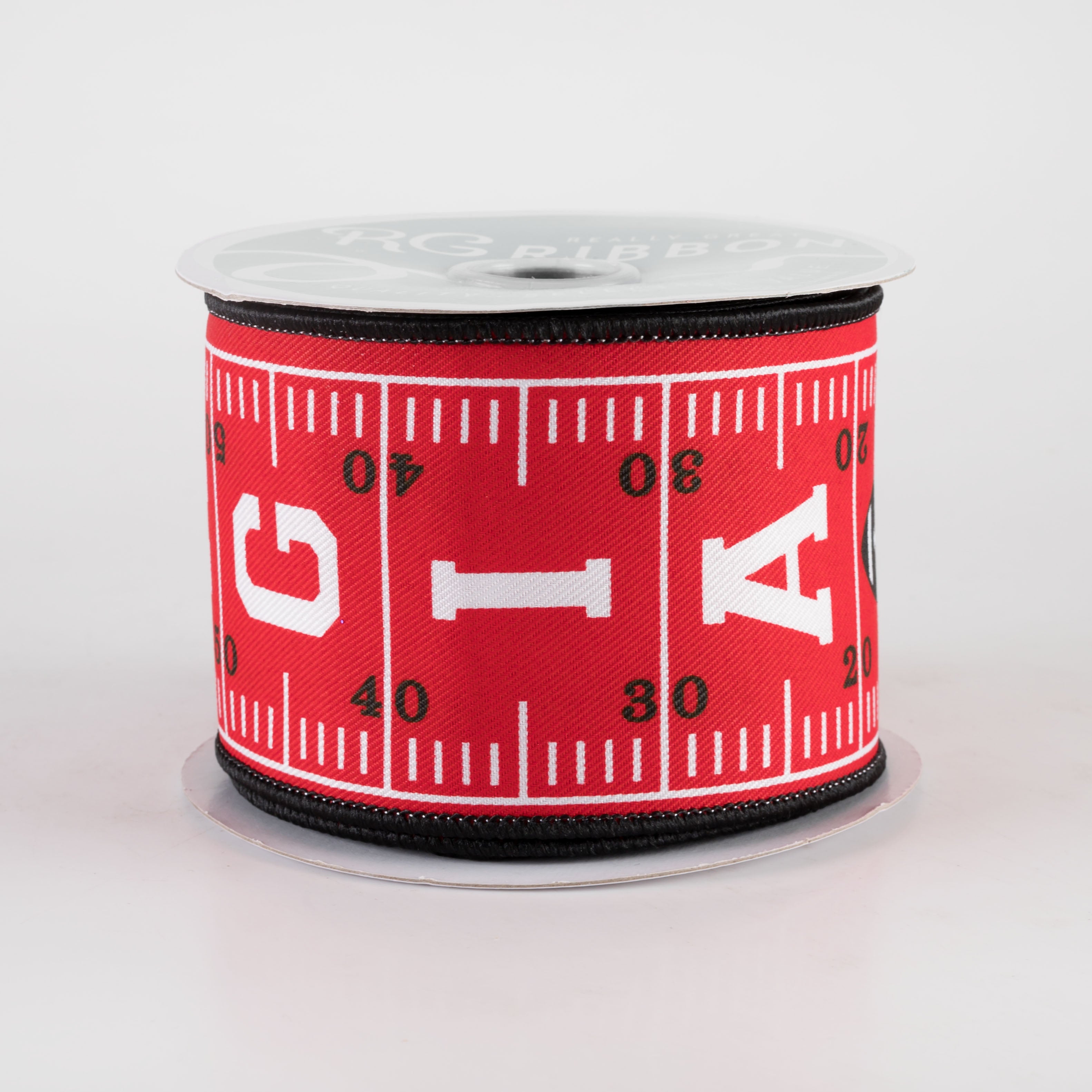 2.5" Georgia Football Field Ribbon: Red & Black (10 Yards)