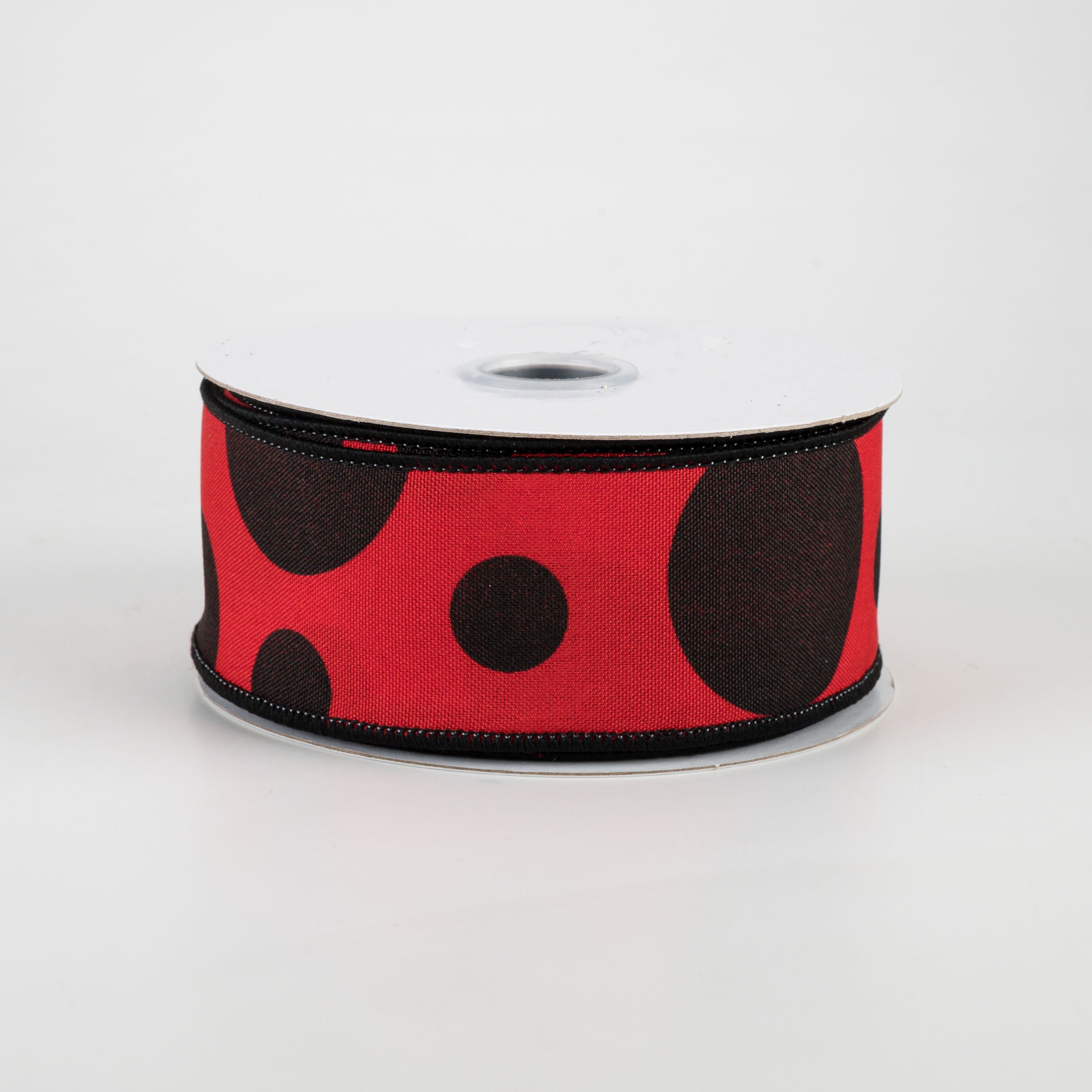 1.5" Giant Three Size Polka Dot Ribbon: Red & Black (10 Yards)