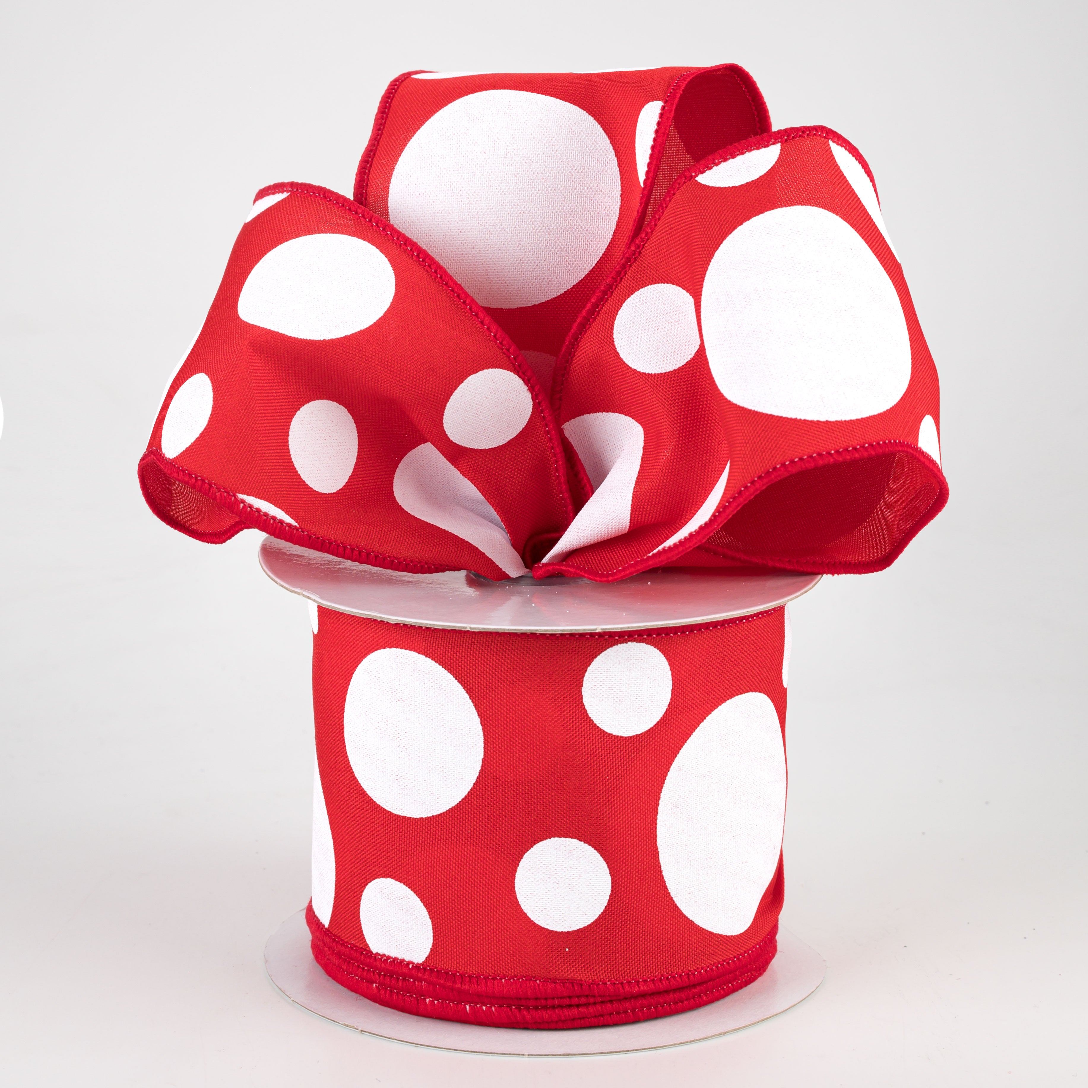 2.5" Giant Three Size Polka Dot Ribbon: Red (10 Yards) Lifestyle Photo