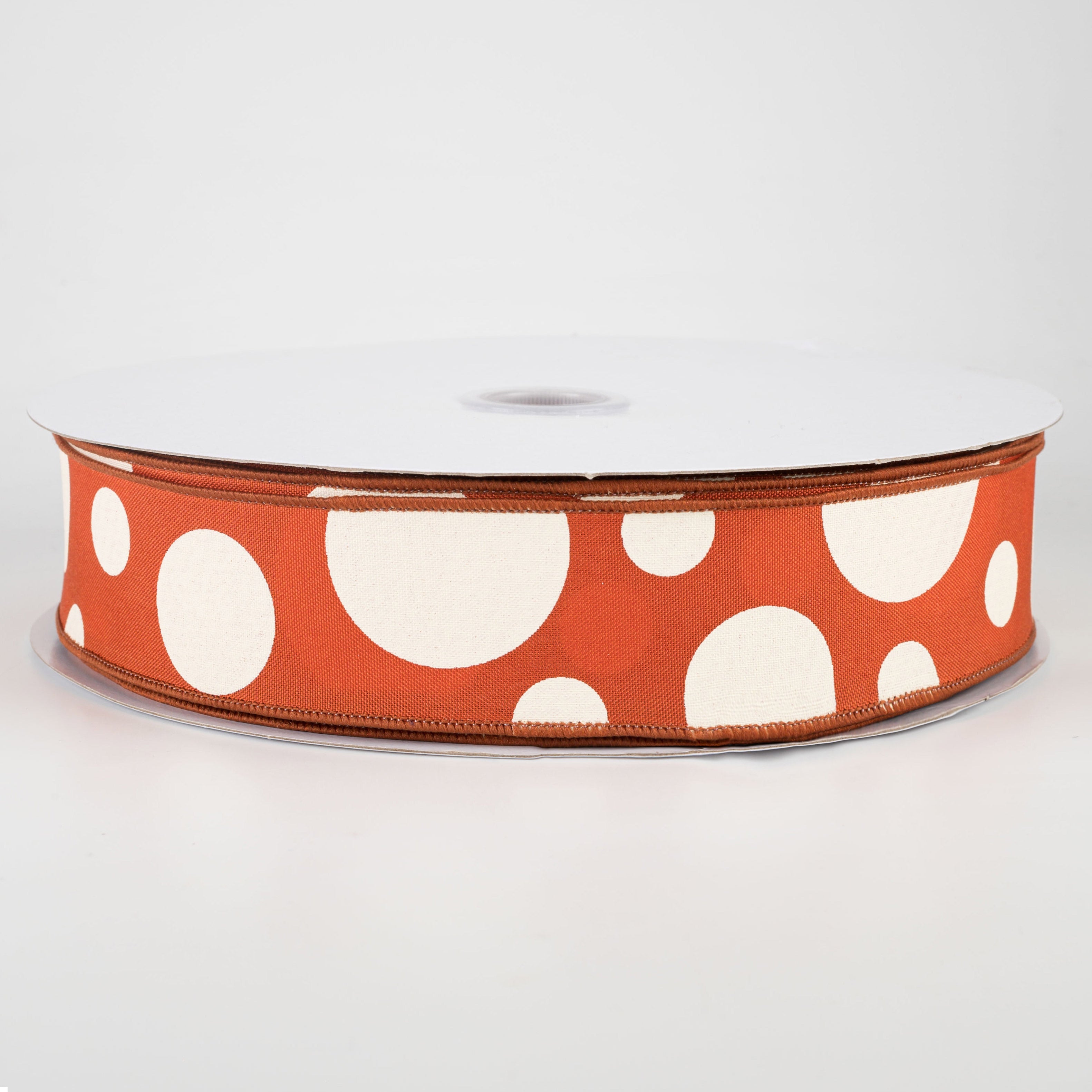 1.5" Giant Three Size Polka Dot Ribbon: Rust & Ivory (50 Yards)