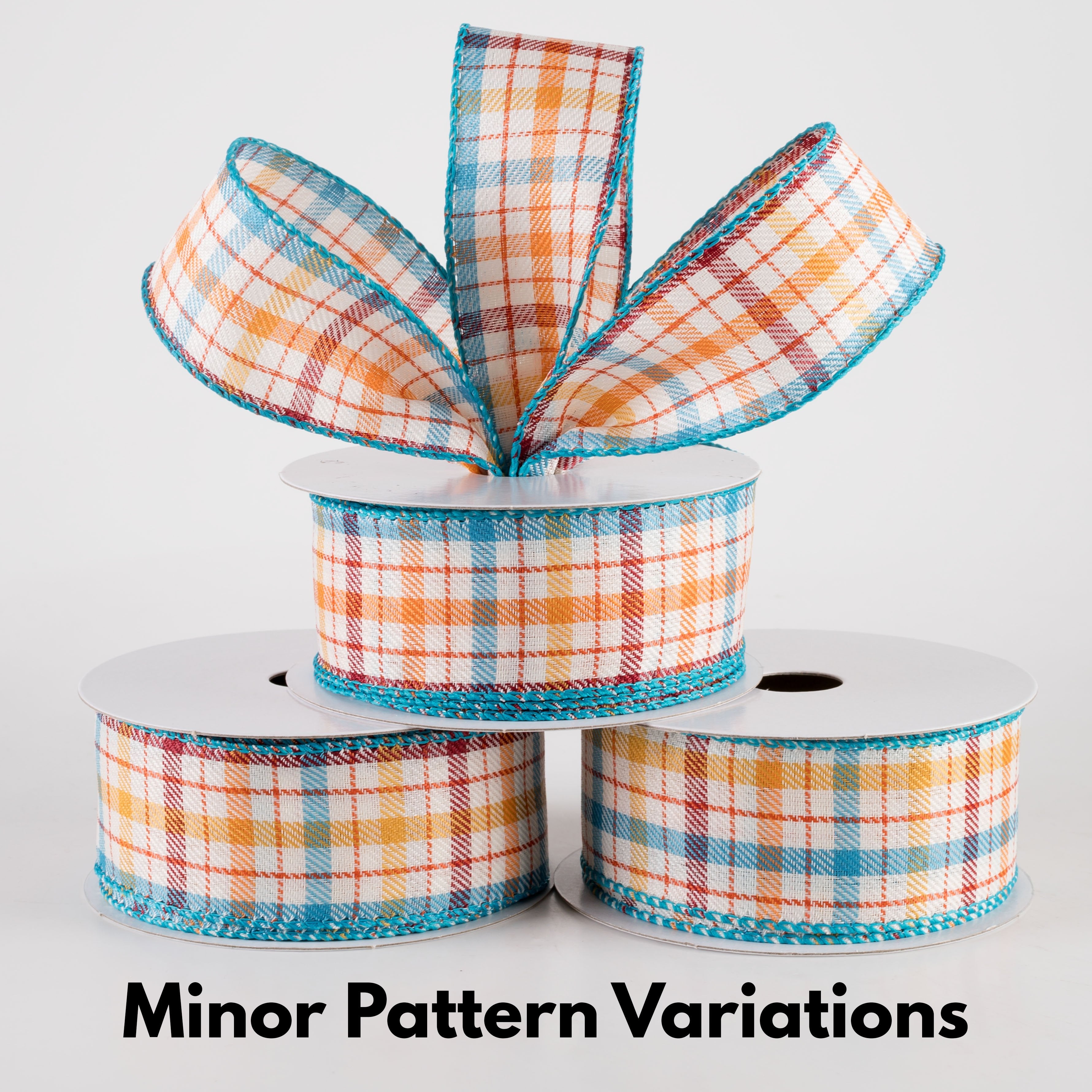 1.5" Gilmore Plaid Ribbon: Teal, Sunflower, Burgundy & Orange (10 Yards) Lifestyle Photo