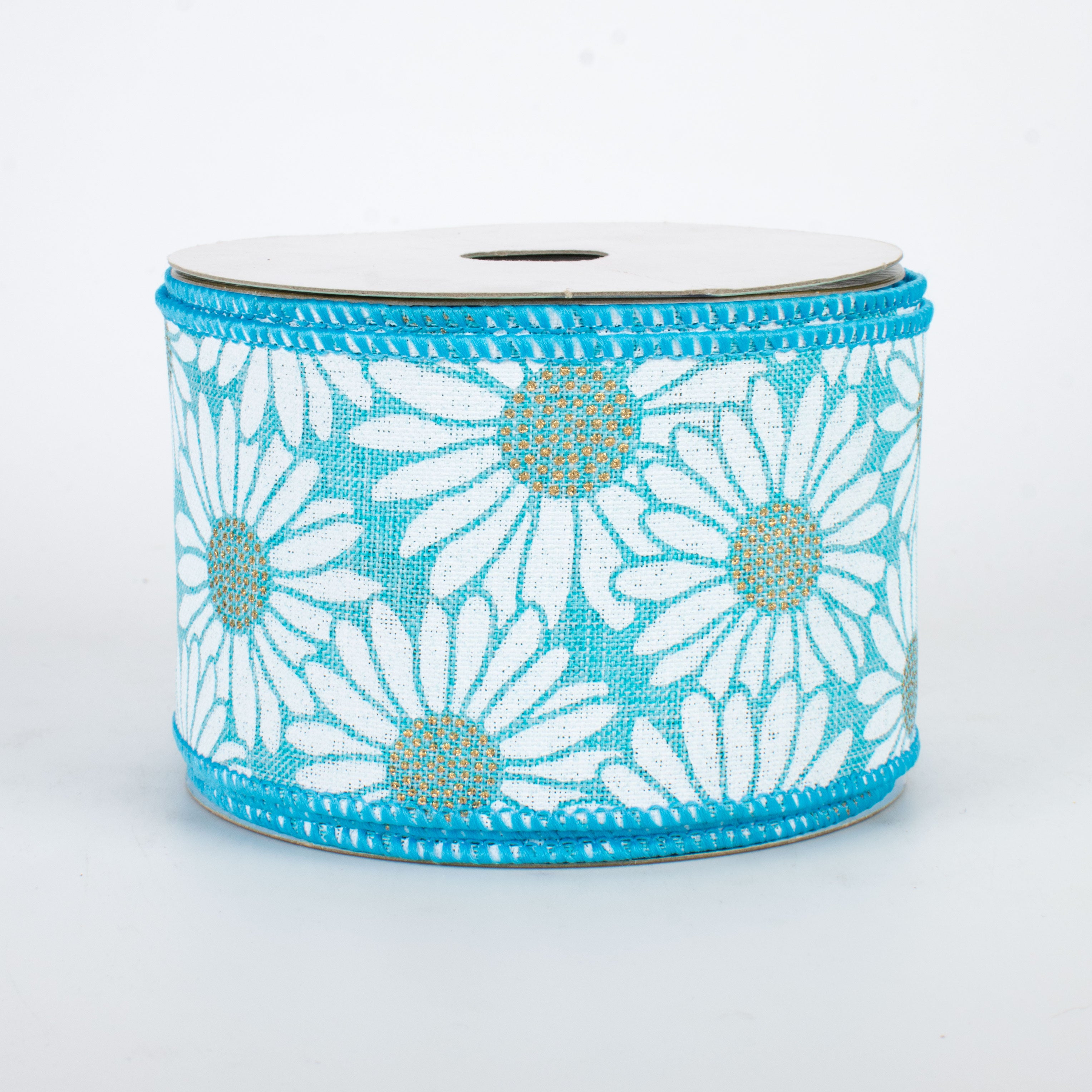 2.5" Gilt Daisies Ribbon: Blue (10 Yards) Item Number: 275916