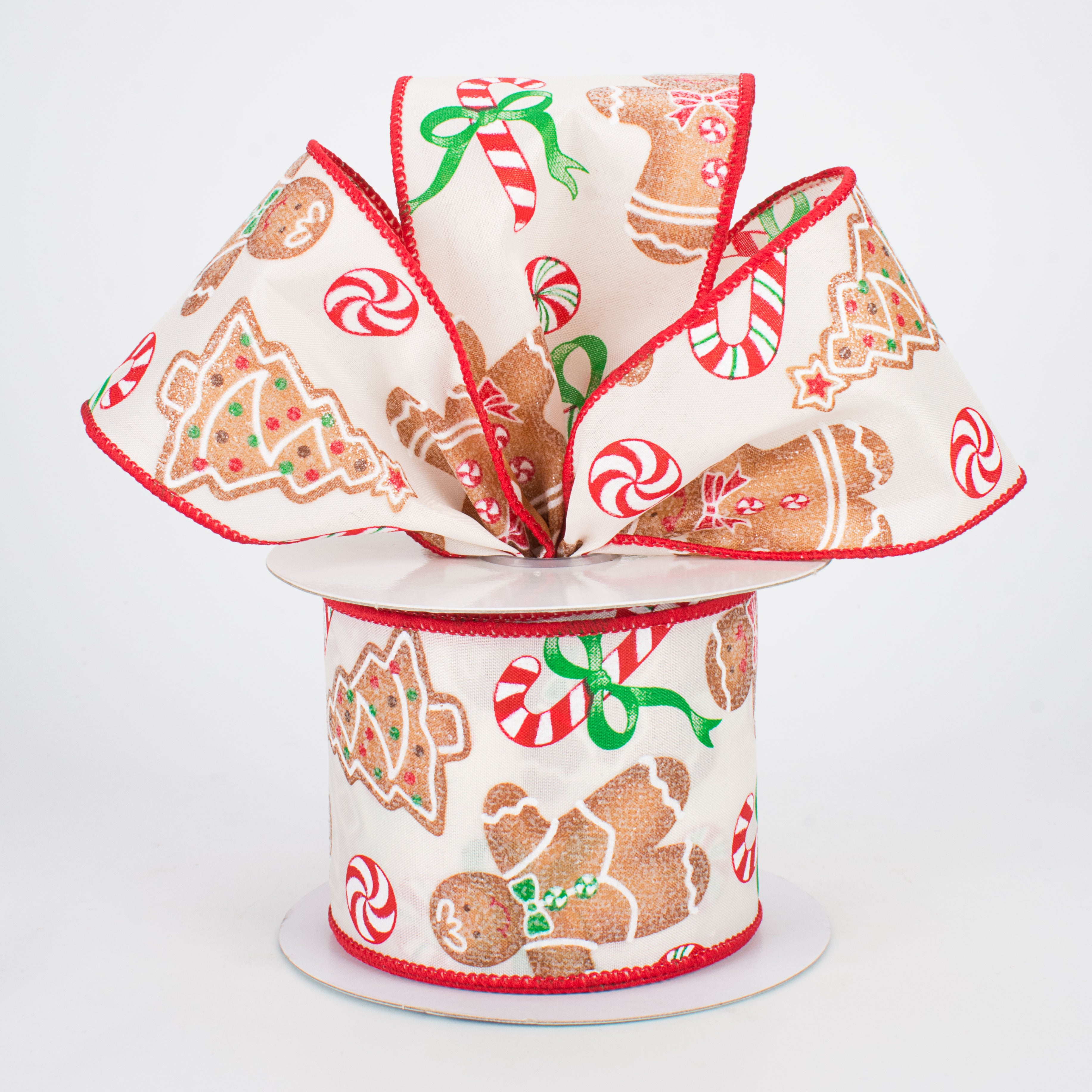 2.5" Gingerbread With Candy Ribbon: Ivory (10 Yards) Lifestyle Photo