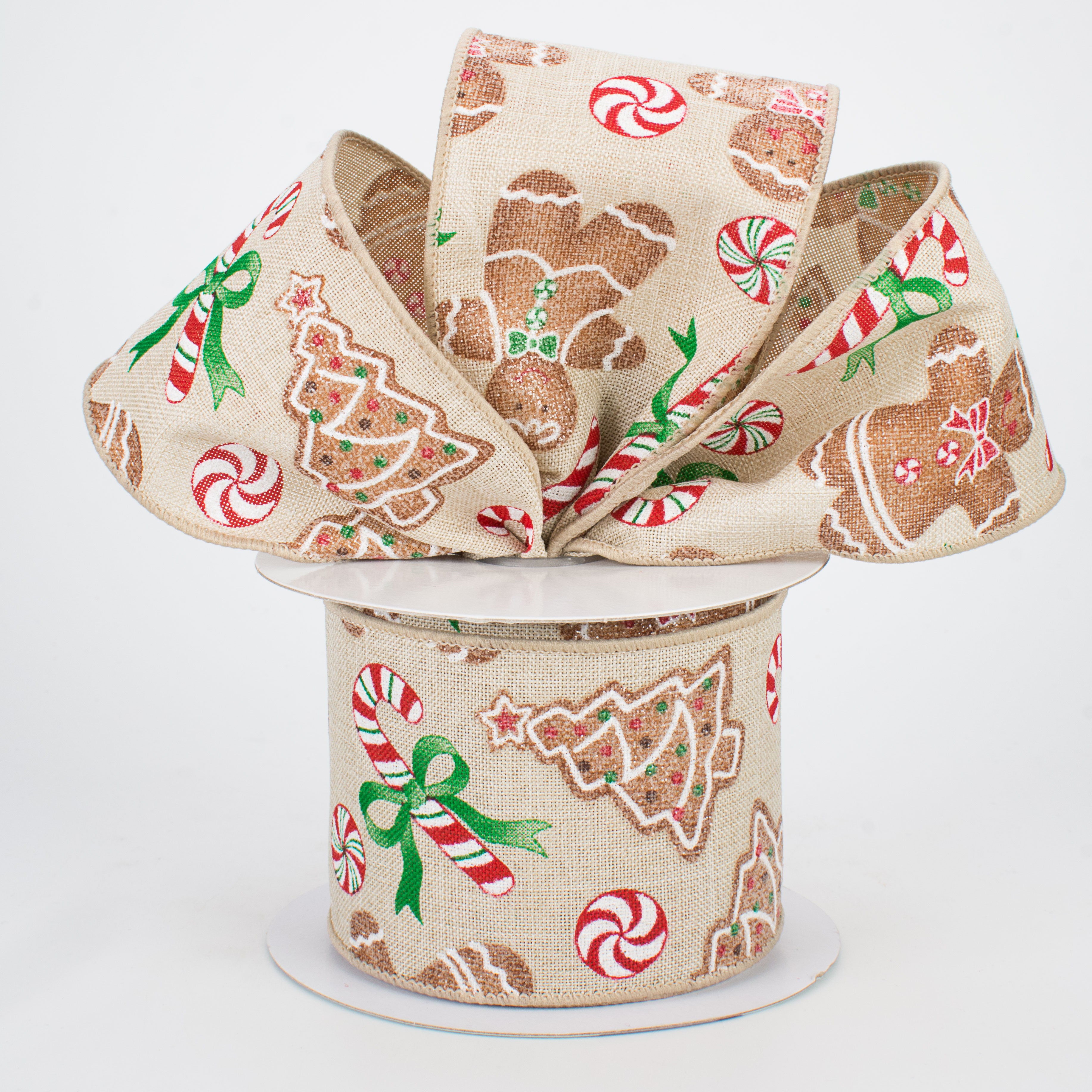 2.5" Gingerbread With Candy Ribbon: Natural (10 Yards) Lifestyle Photo