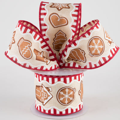 2.5" Gingerbread Cookies Ribbon: Cream (10 Yards) Lifestyle Photo