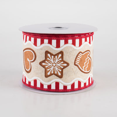 2.5" Gingerbread Cookies Ribbon: Cream (10 Yards)