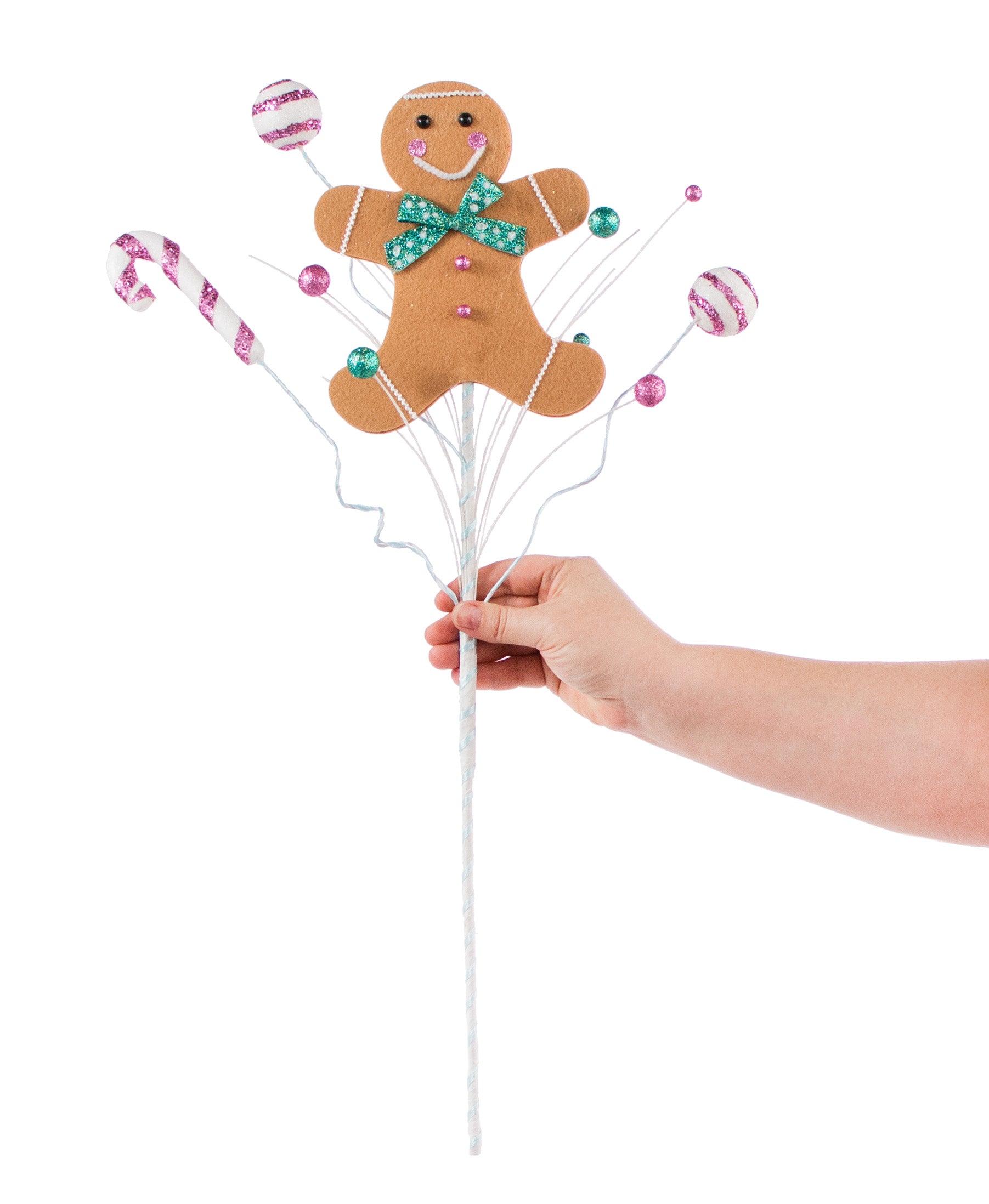 25" Gingerbread Man Candy Spray: Mint & Pink detail photo 3