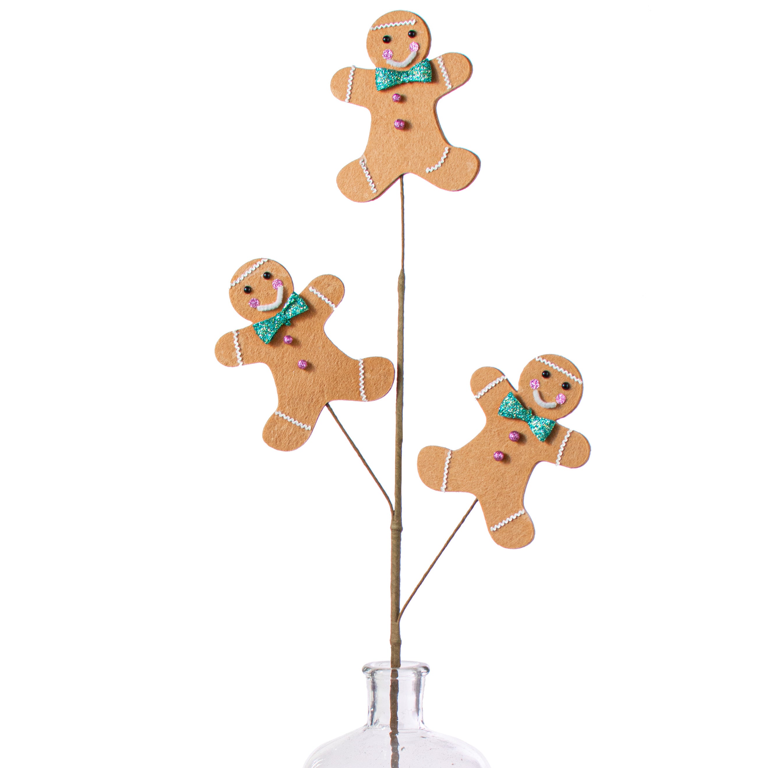 30" Gingerbread Men Pick: Mint & Pink Item Number: XP3823