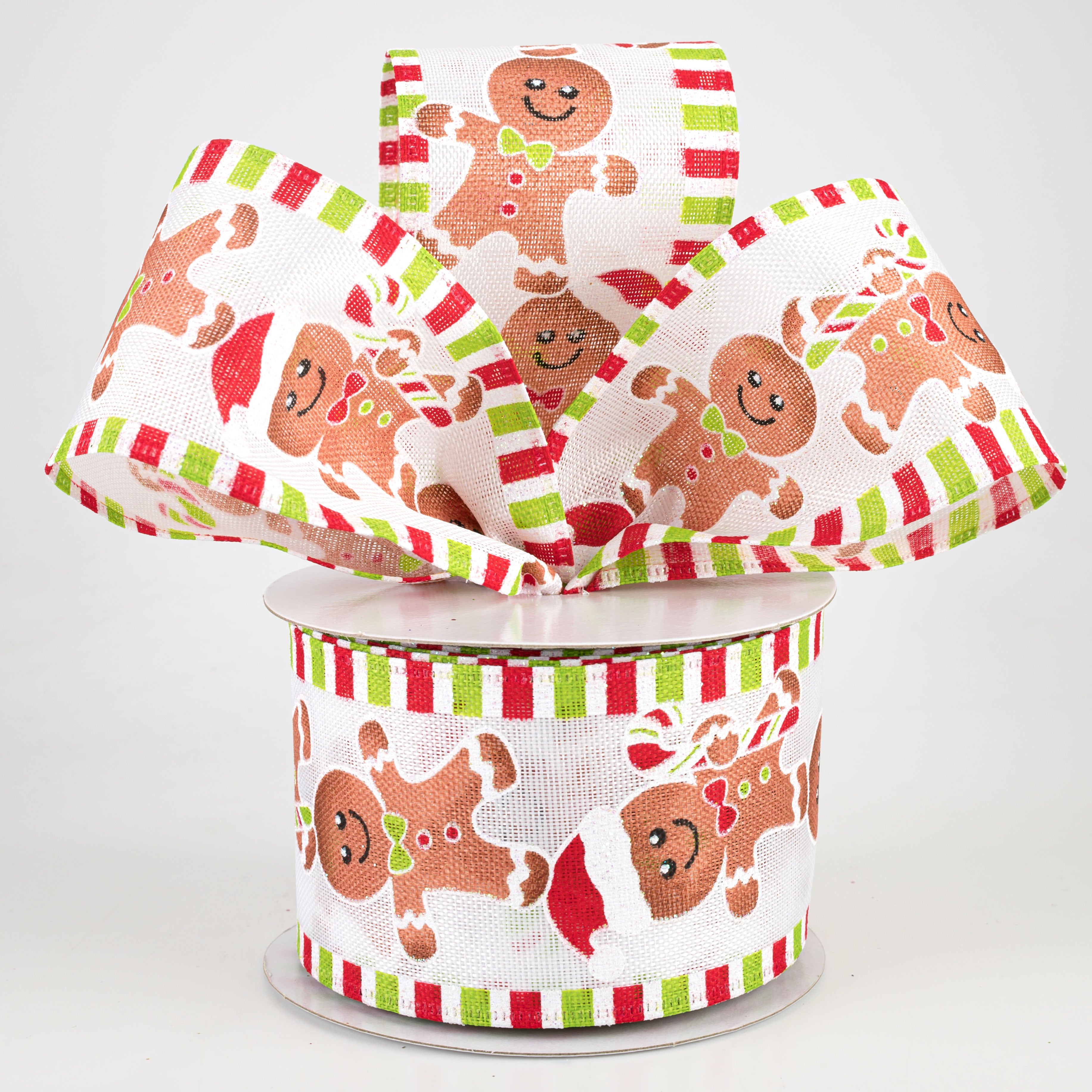 2.5" Gingerbread Men Striped Edge Ribbon (10 Yards) Lifestyle Photo