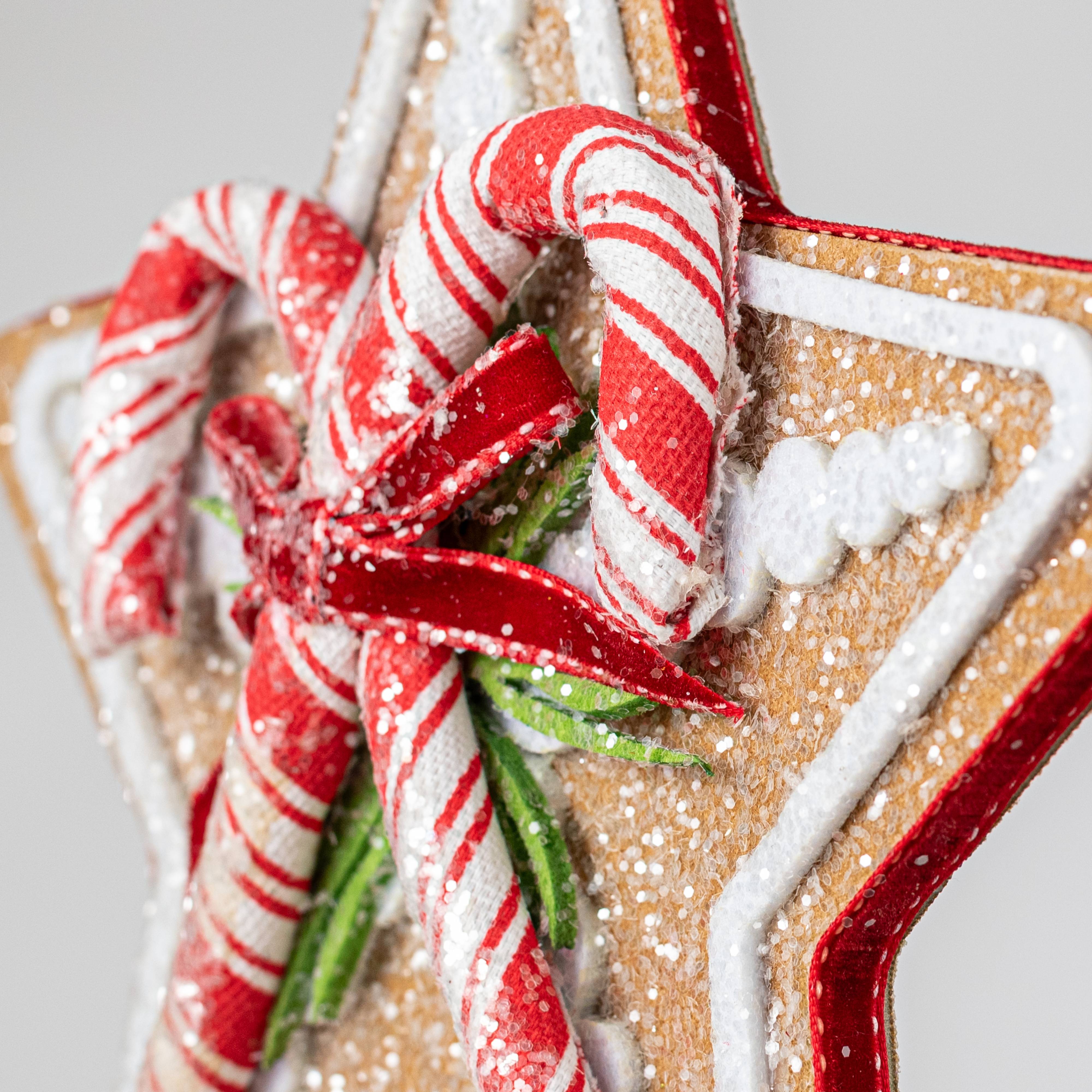 9" Gingerbread Peppermint Star Ornament detail photo 3