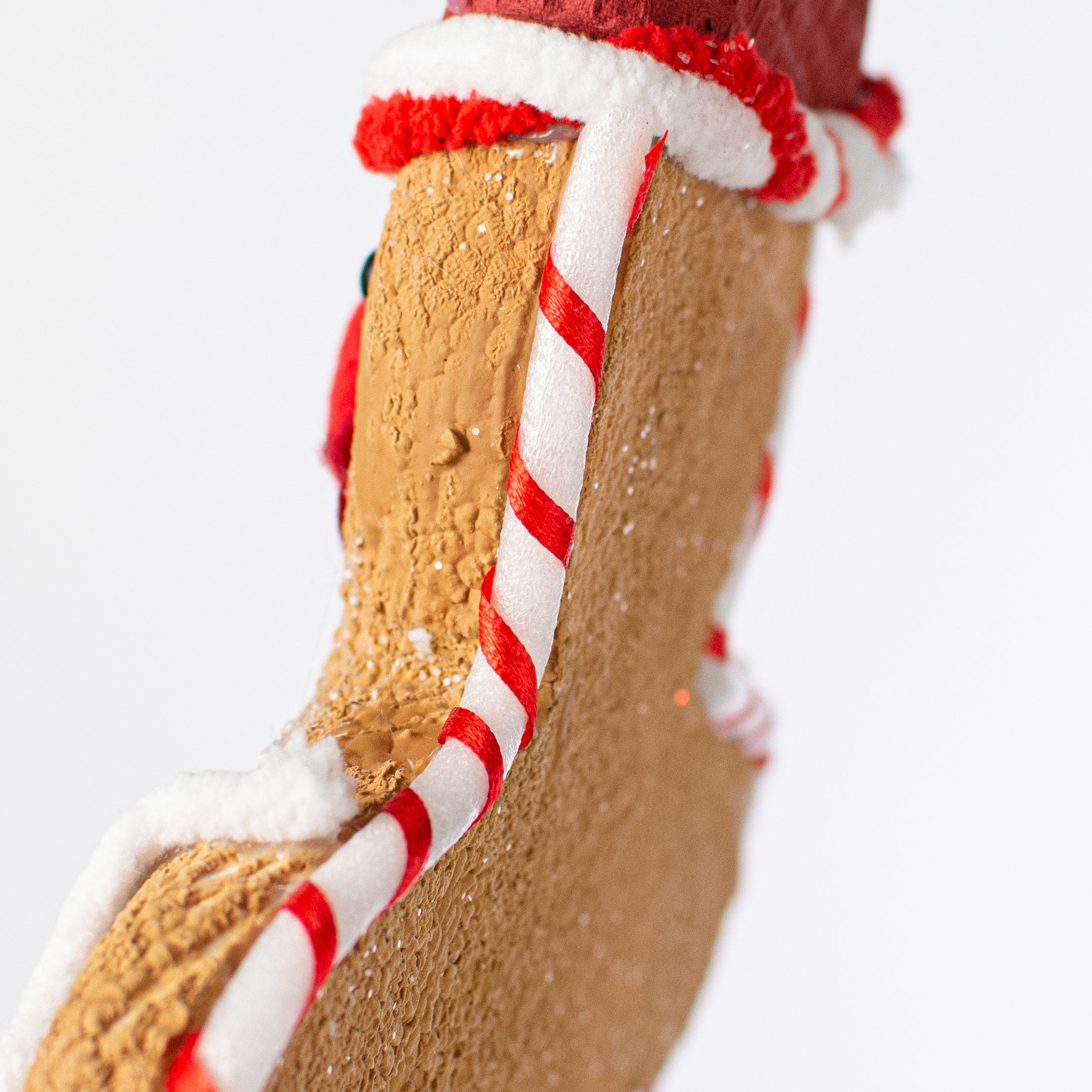 14" Gingerbread with Santa Hat Ornament detail photo 3