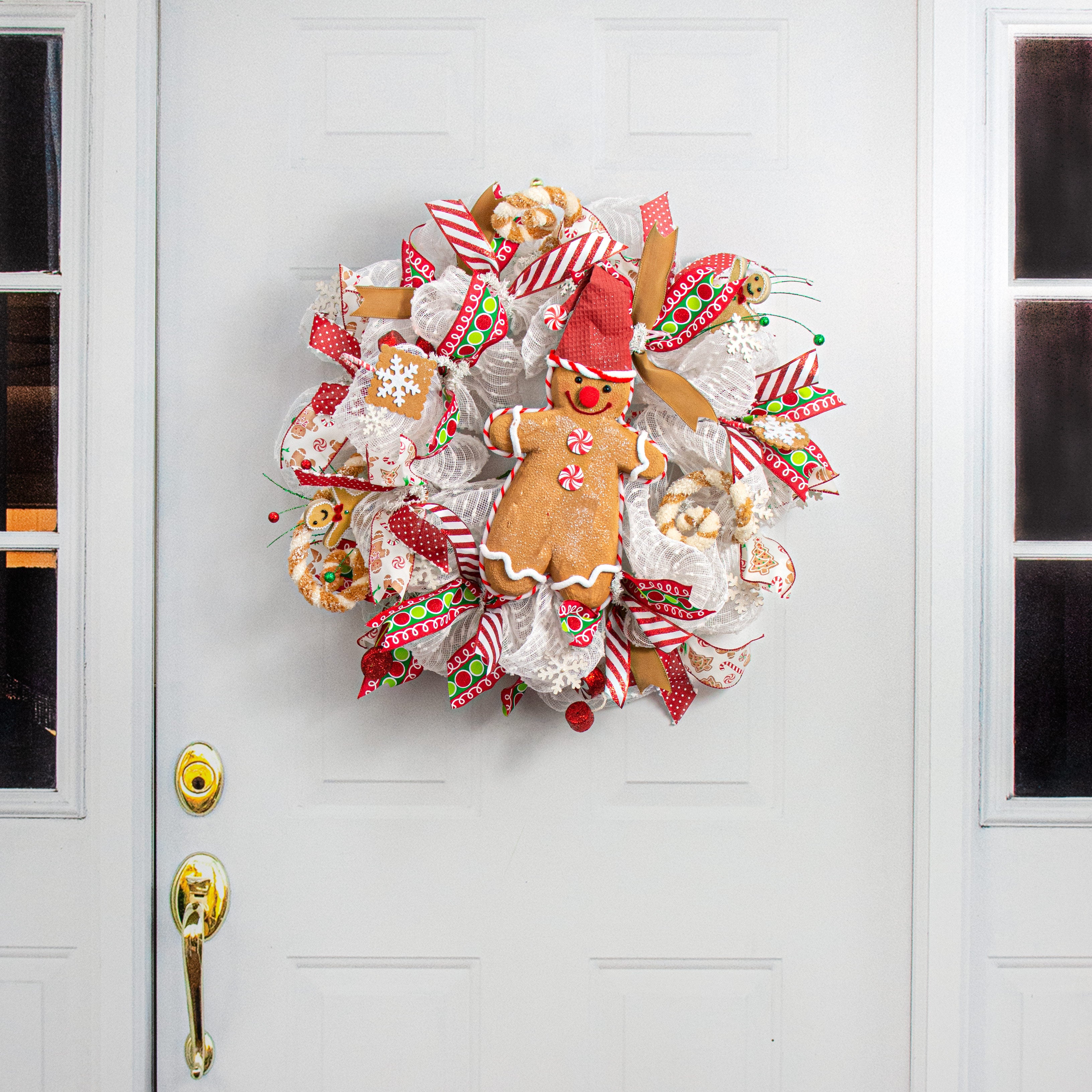 14" Gingerbread with Santa Hat Ornament detail photo 5