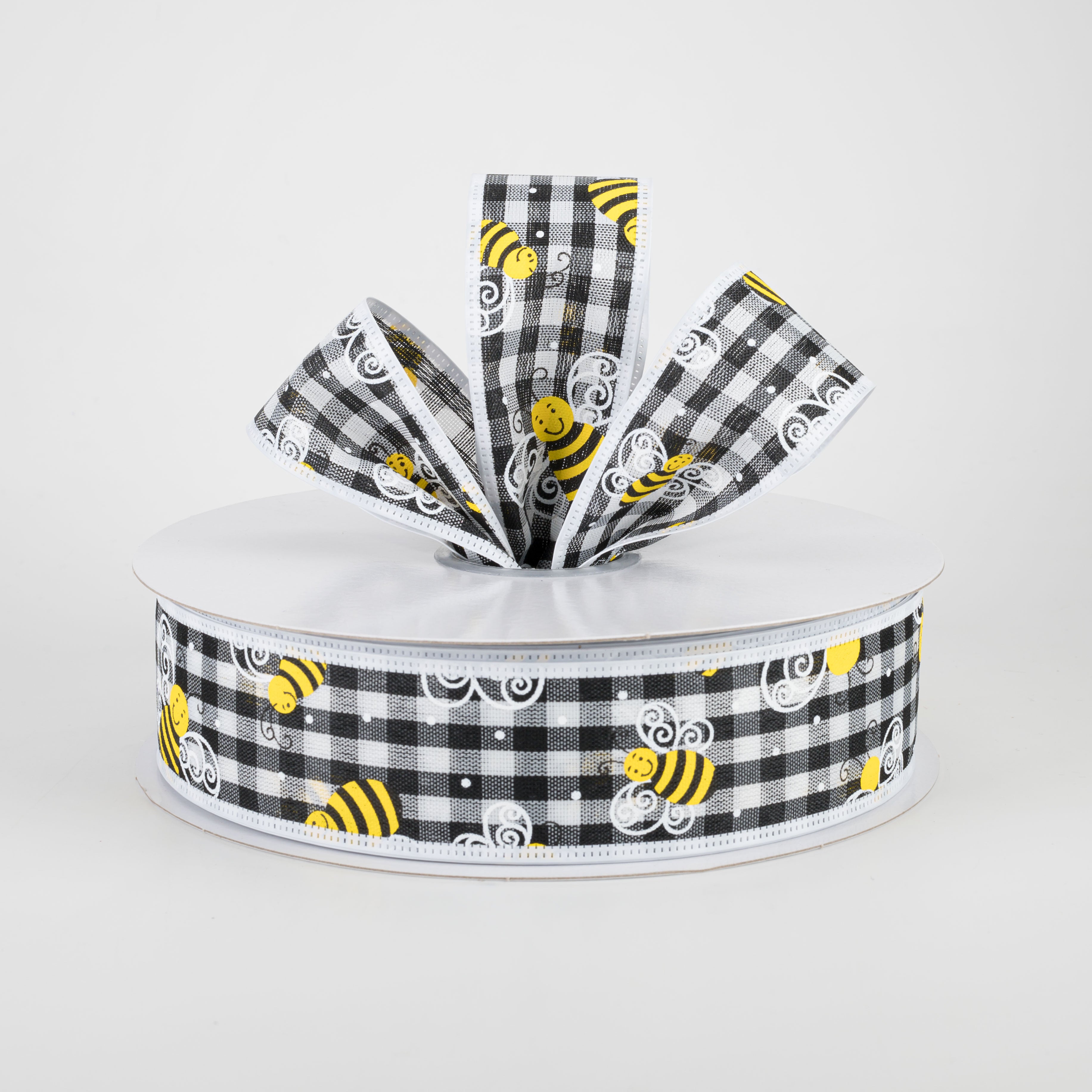 1.5" Gingham Bee Ribbon With White Edge (50 Yards) Lifestyle Photo