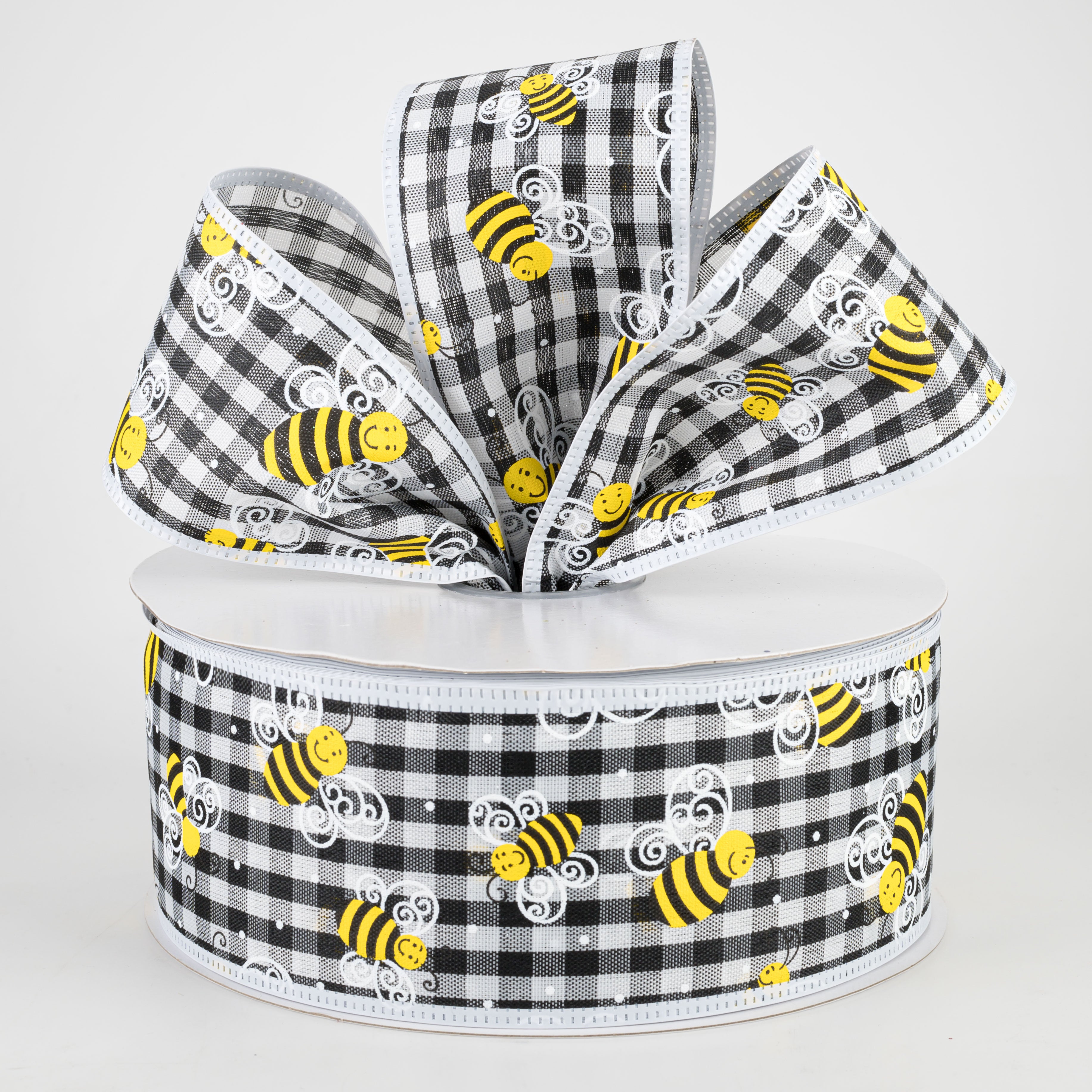 2.5" Gingham Bee Ribbon With White Edge (50 Yards) Lifestyle Photo