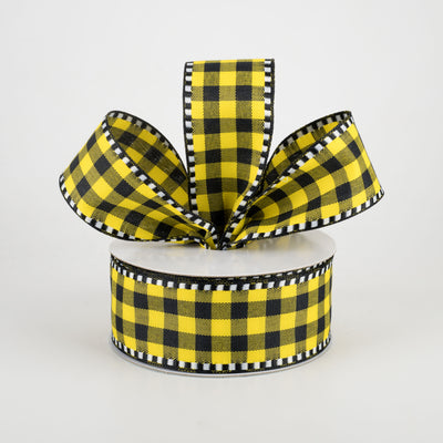 1.5" Gingham Check Dashed Edge Ribbon: Yellow & Black (10 Yards) Lifestyle Photo