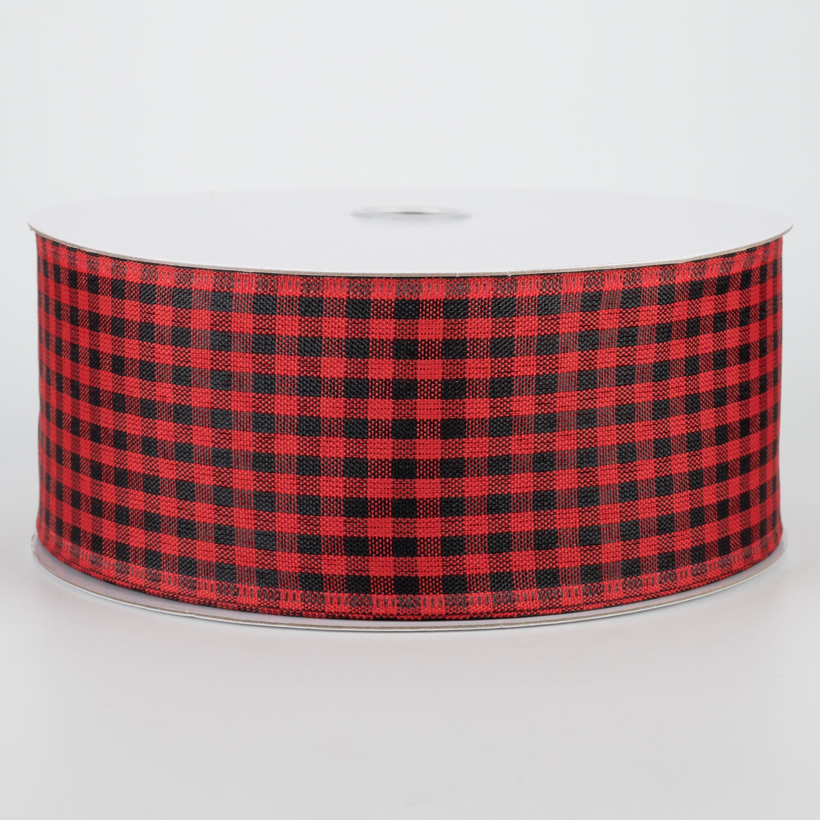 2.5" Gingham Check Wired Ribbon: Red & Black (50 Yards)