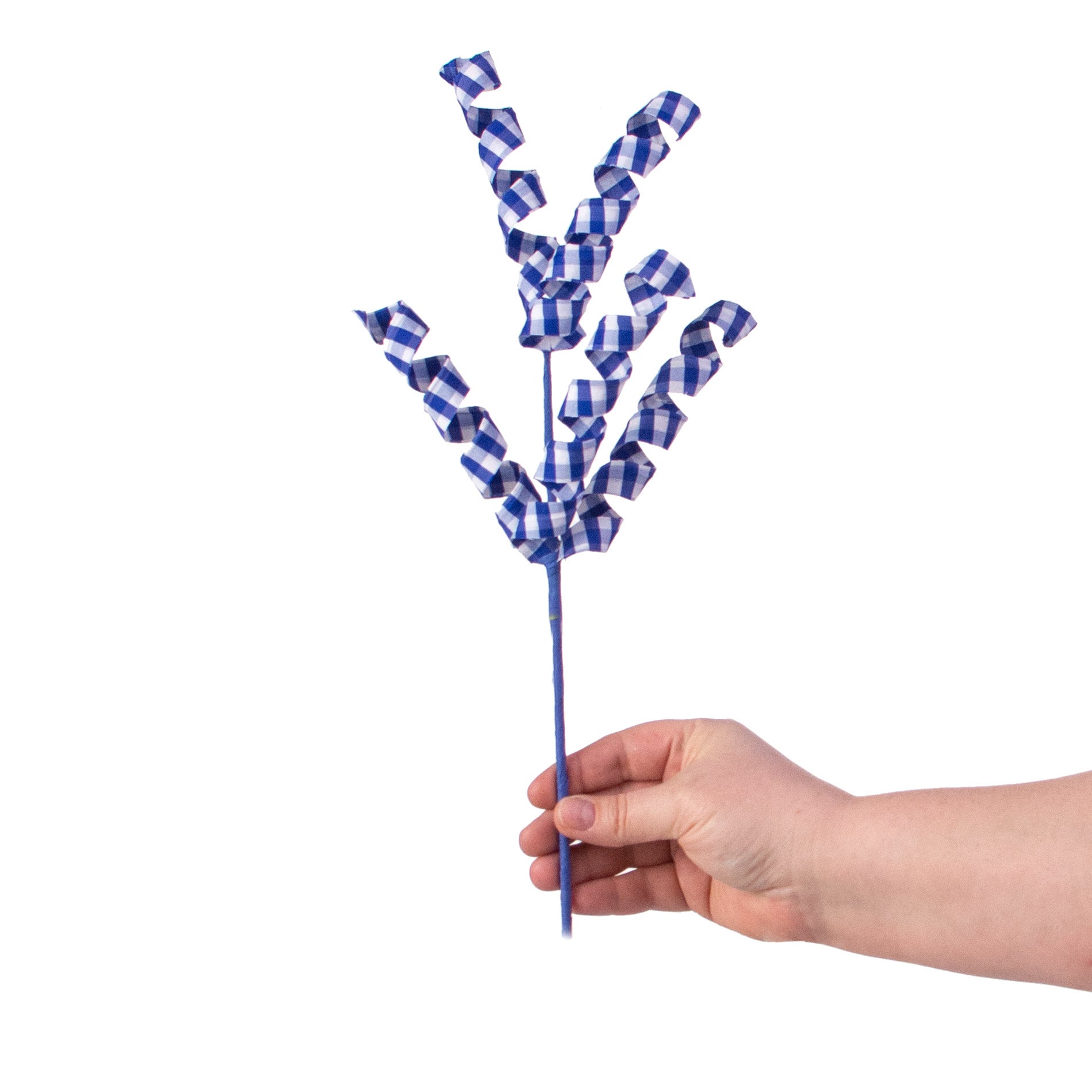 16" Gingham Curly Pick: Blue detail photo 3