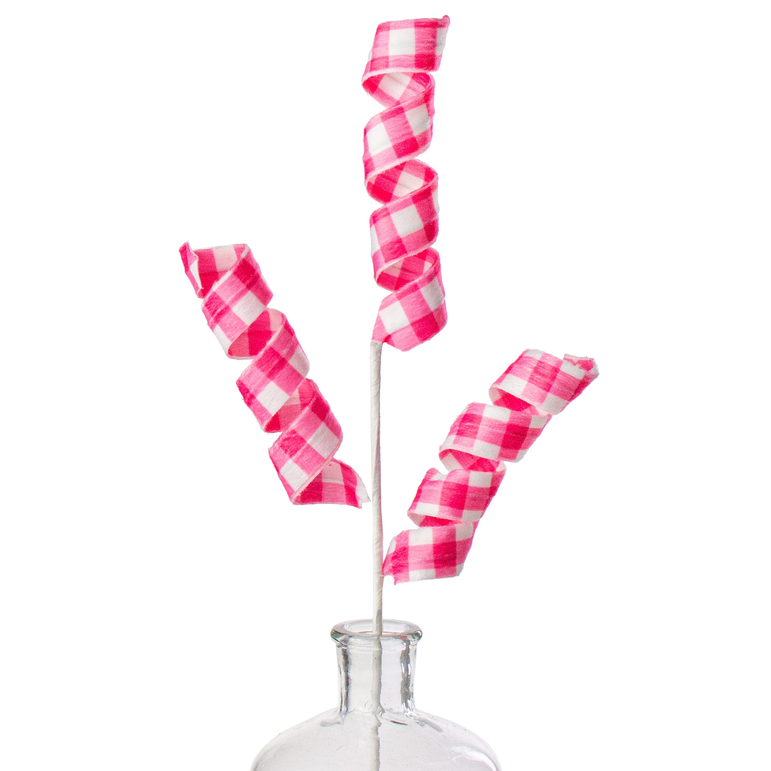 24" Gingham Curly Spray: Fuchsia Pink Item Number: 63423BT