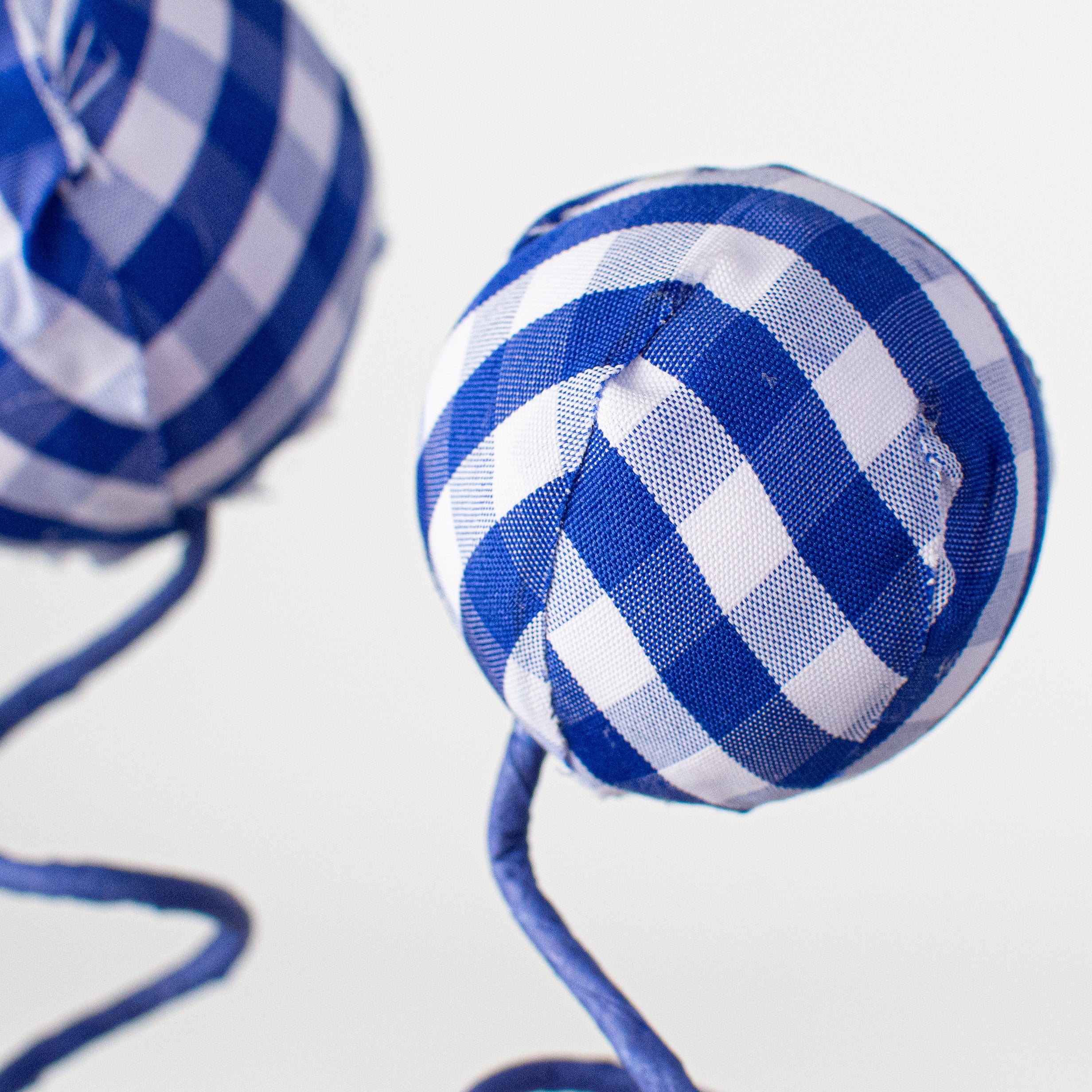 16" Gingham Fabric Ball Pick: Blue Lifestyle Photo