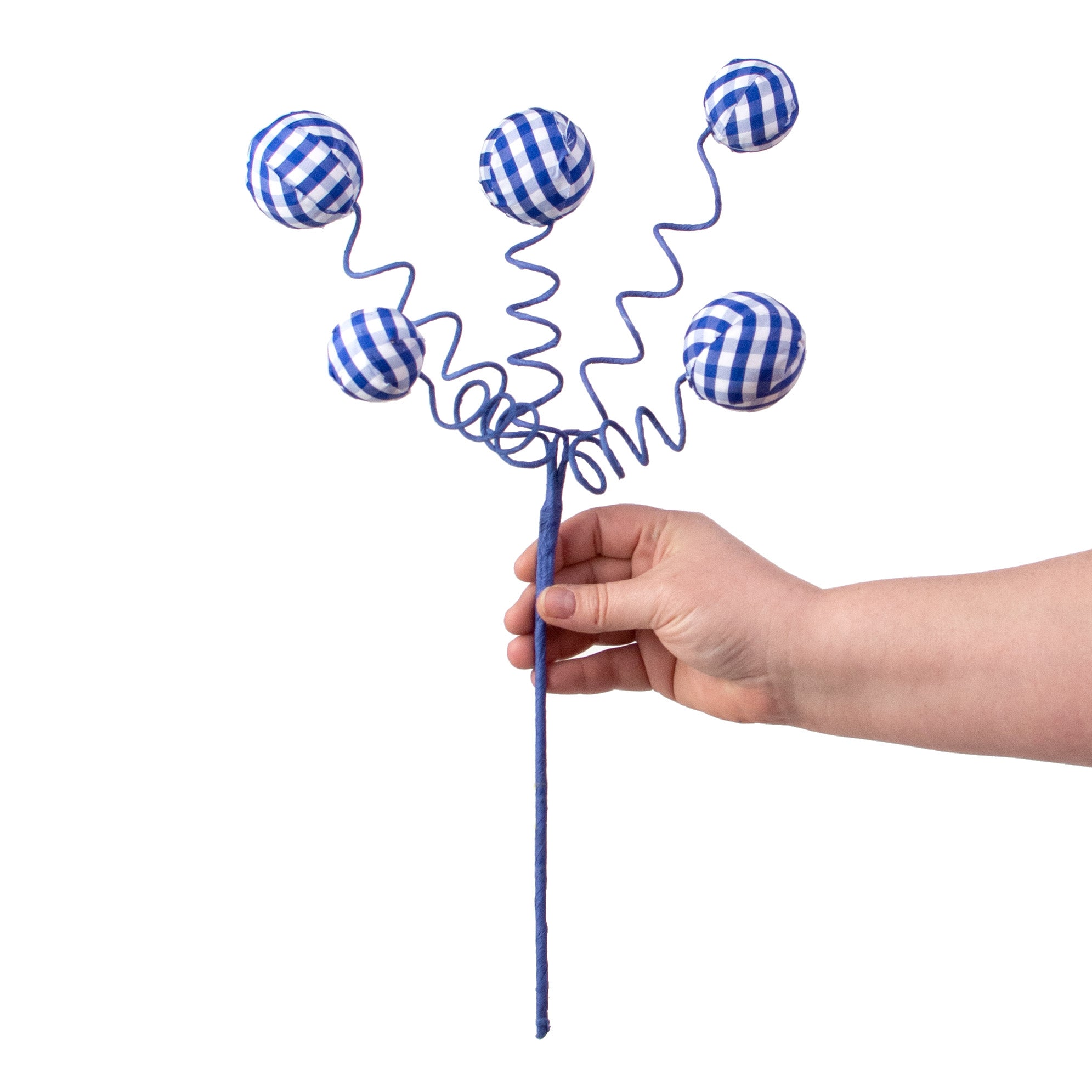 16" Gingham Fabric Ball Pick: Blue detail photo 3
