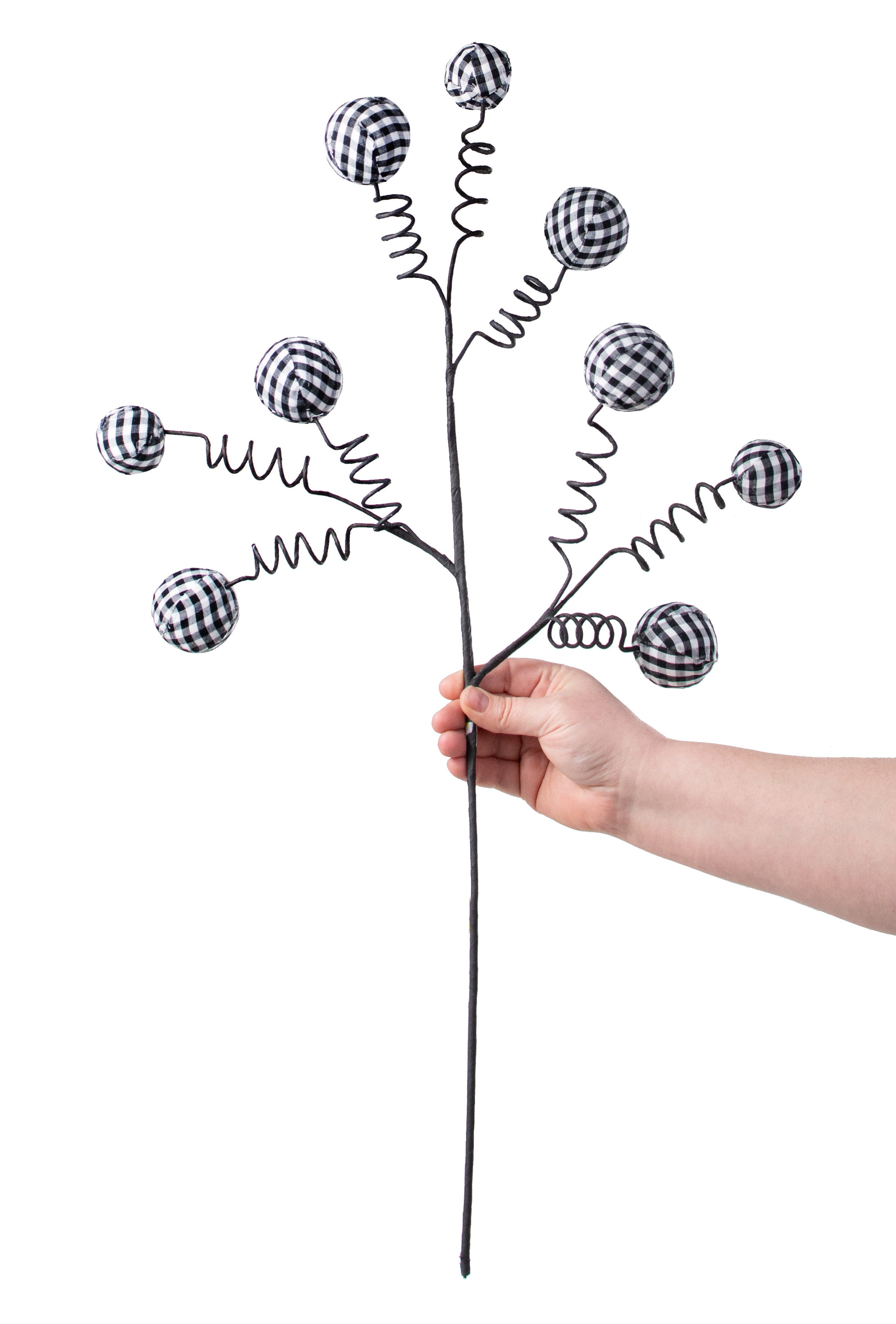 28" Gingham Fabric Ball Spray: Black & White detail photo 3