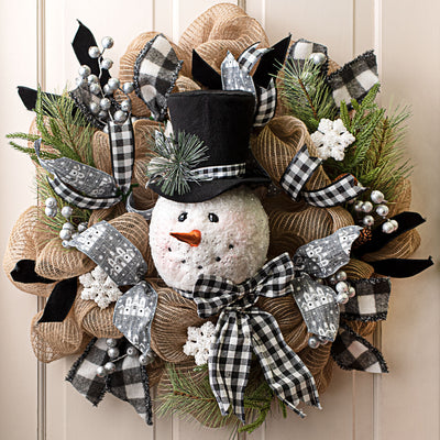 12" Gingham Snowman Head Decoration Lifestyle Photo