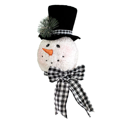 12" Gingham Snowman Head Decoration Item Number: 85396GINGHAM