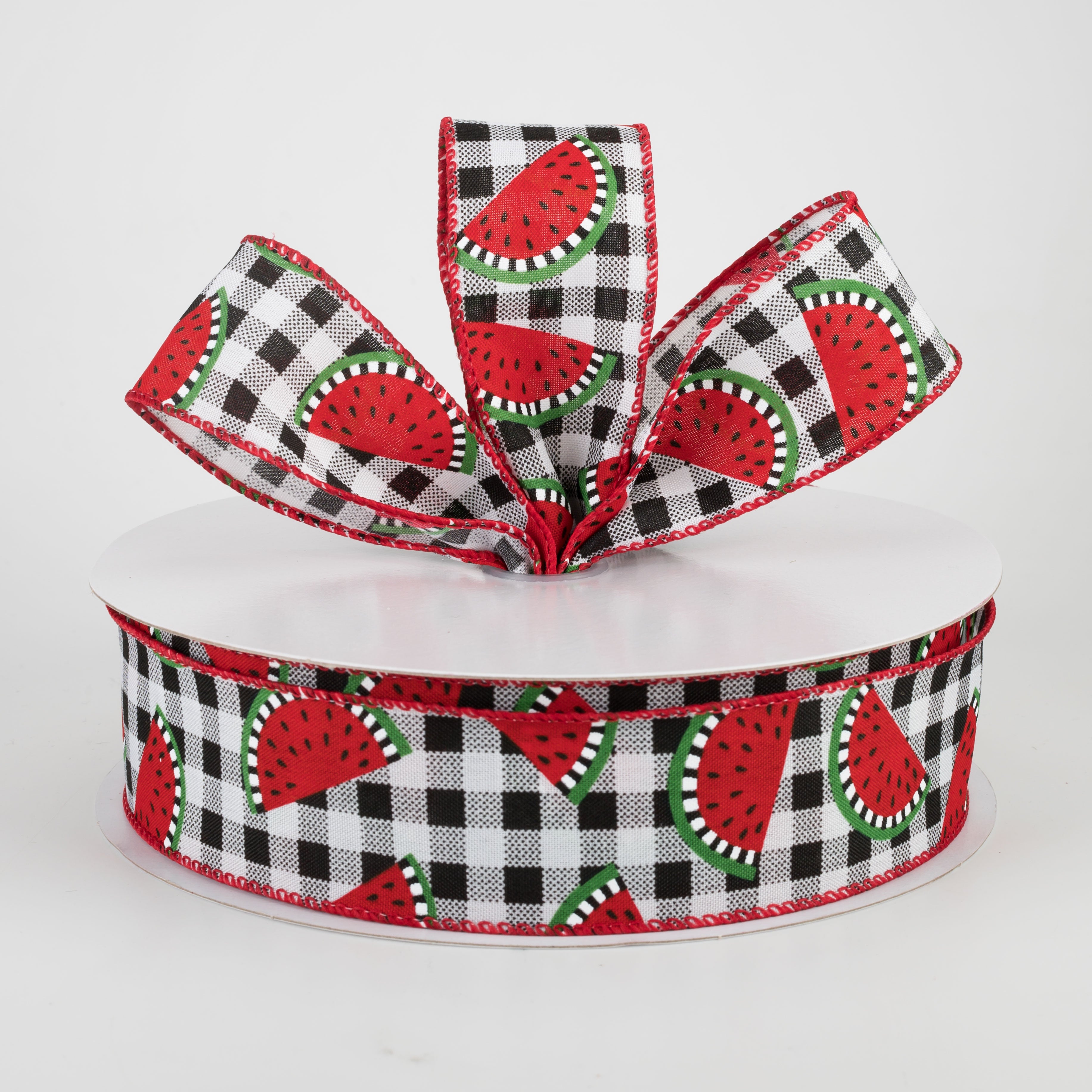 1.5" Gingham Watermelon Slices Ribbon (50 Yards) Lifestyle Photo