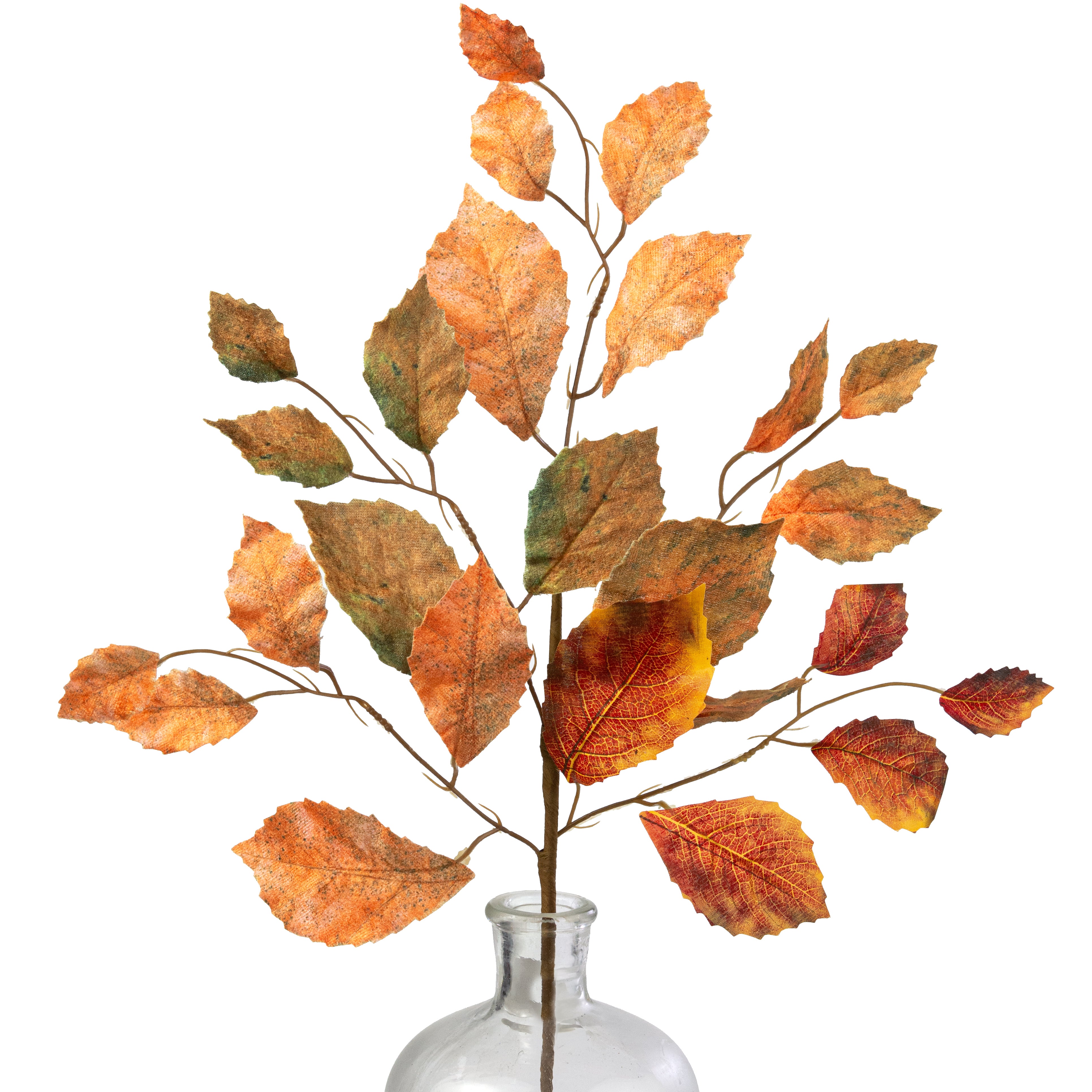 21" Birch Leaves Spray: Orange