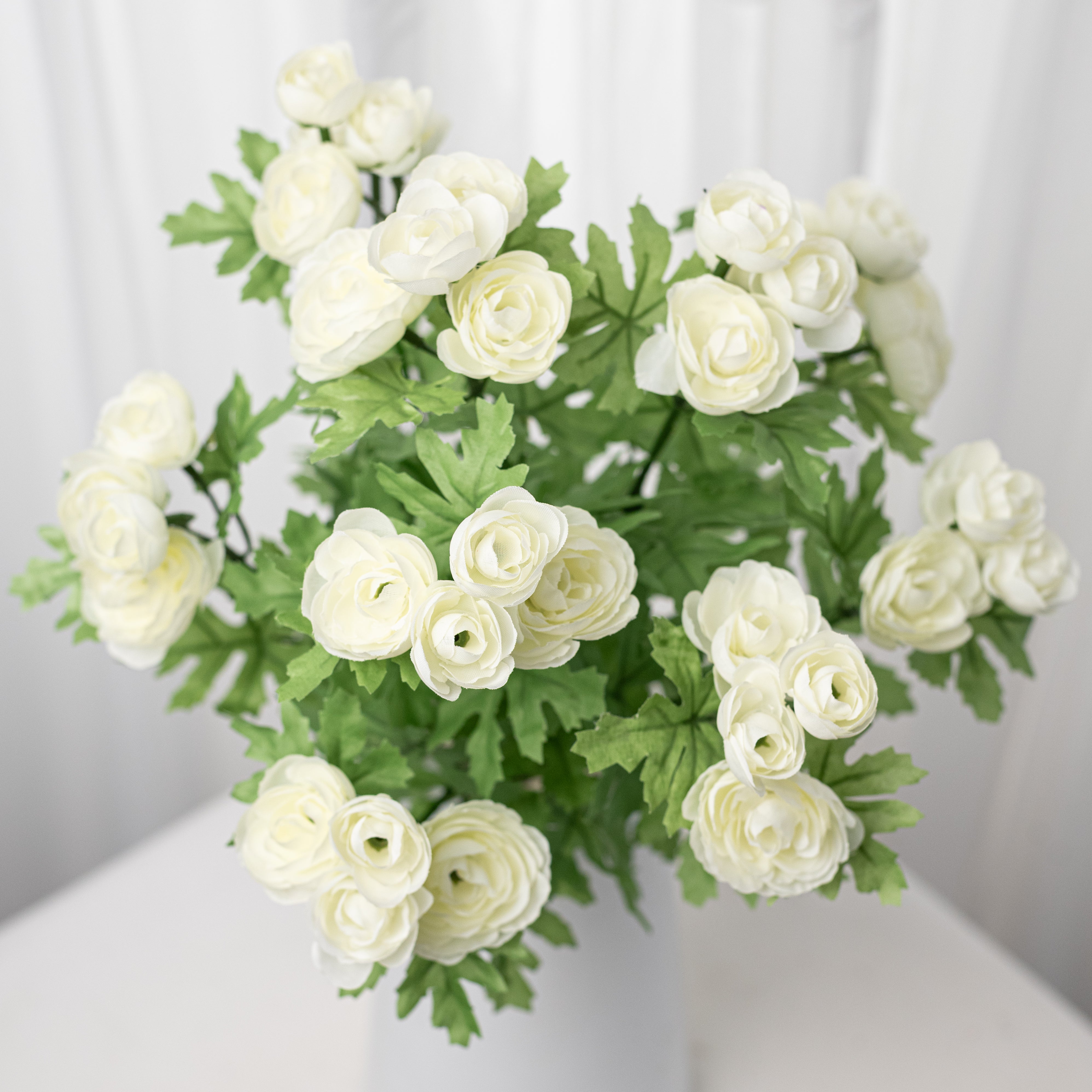 16" Mini Ranunculus Bush: Cream (9 Stem)